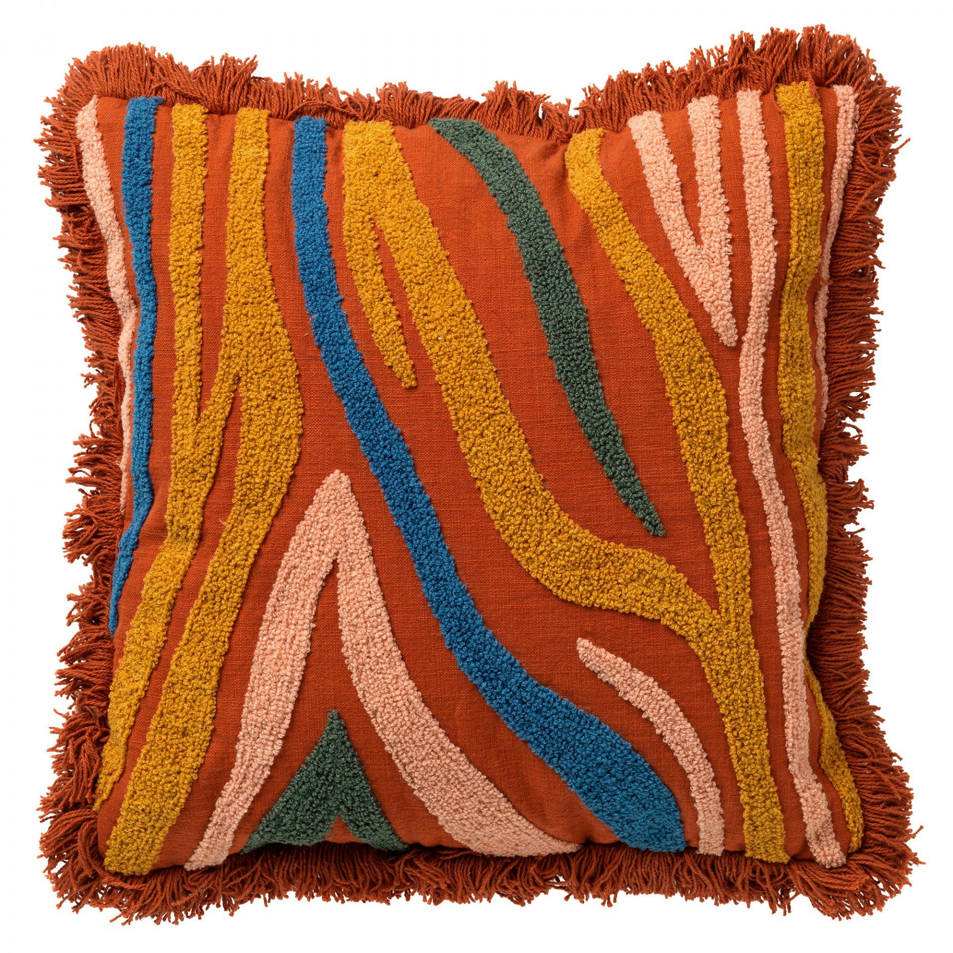 - Housse de coussin orange en coton-45x45 cm avec imprimé animalier