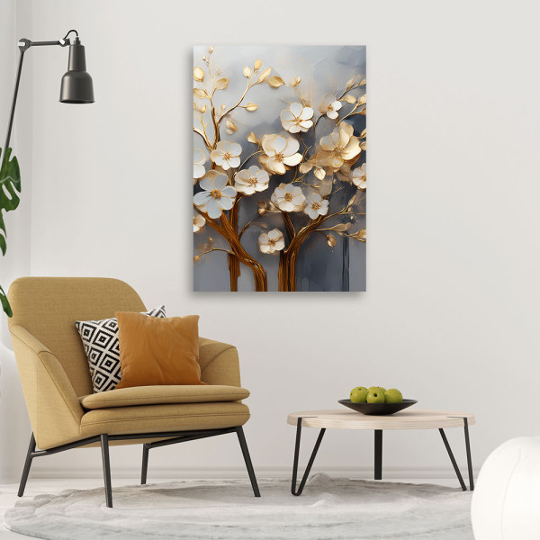 Feeby Obraz na płótnie, Drzewo Magnolia Abstrakcja Złoty 40x60