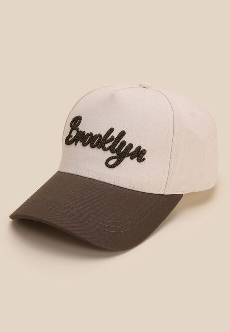 Mens Cream Brooklyn Baseball Cap
