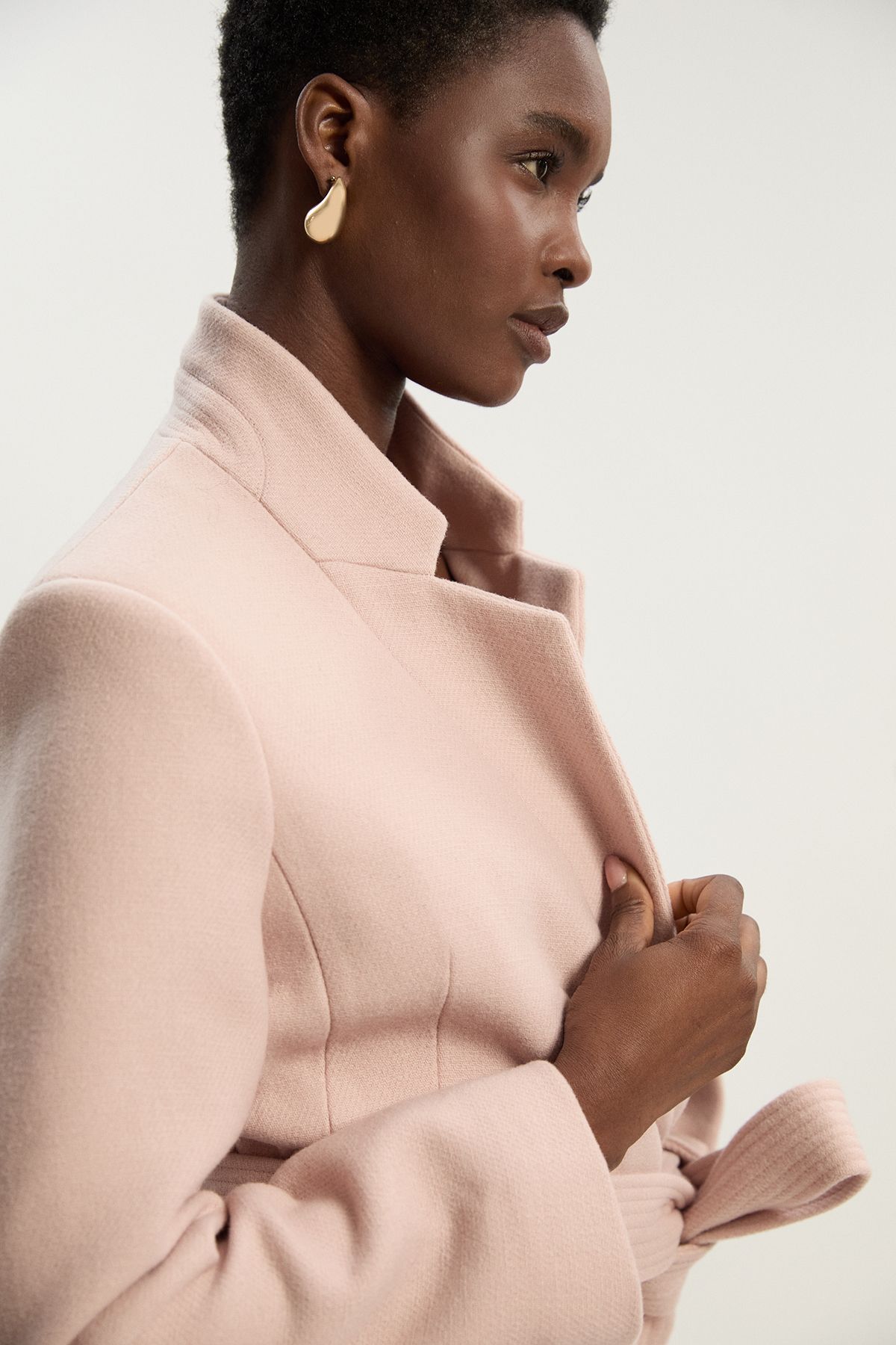 KarenMillen Wool Investment Notch Neck Tailored Midi Coat