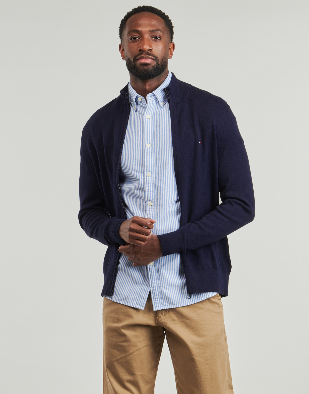 Tommy Hilfiger - PIMA ORG CTN CASHMERE ZIP THRU - Marine