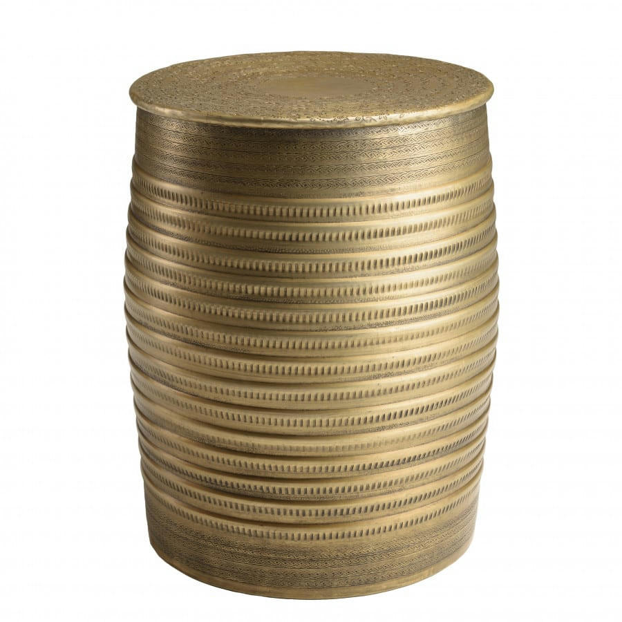 HONORE - Table d’appoint alu couleur laiton foncé à motifs