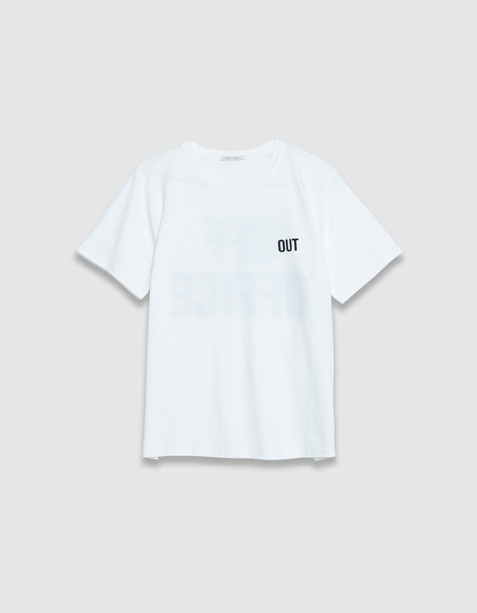 Tee-shirt col rond blanc coton bio message dos Femme