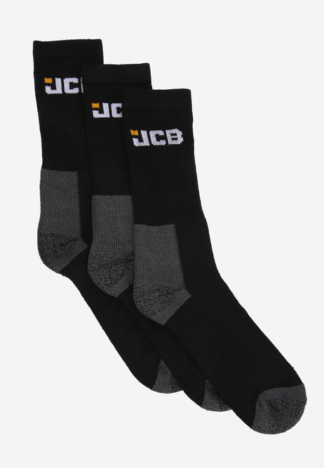 Mens 3pk Black Footbed JCB Ankle Socks