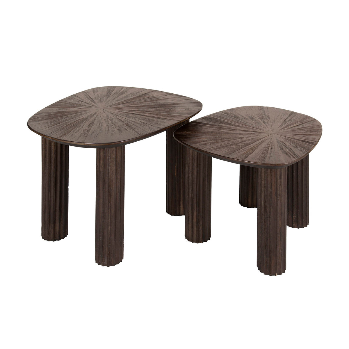Giga Meubel Salontafel Maya - Donkerbruin Hout - Set van 2 - 76x61x38cm
