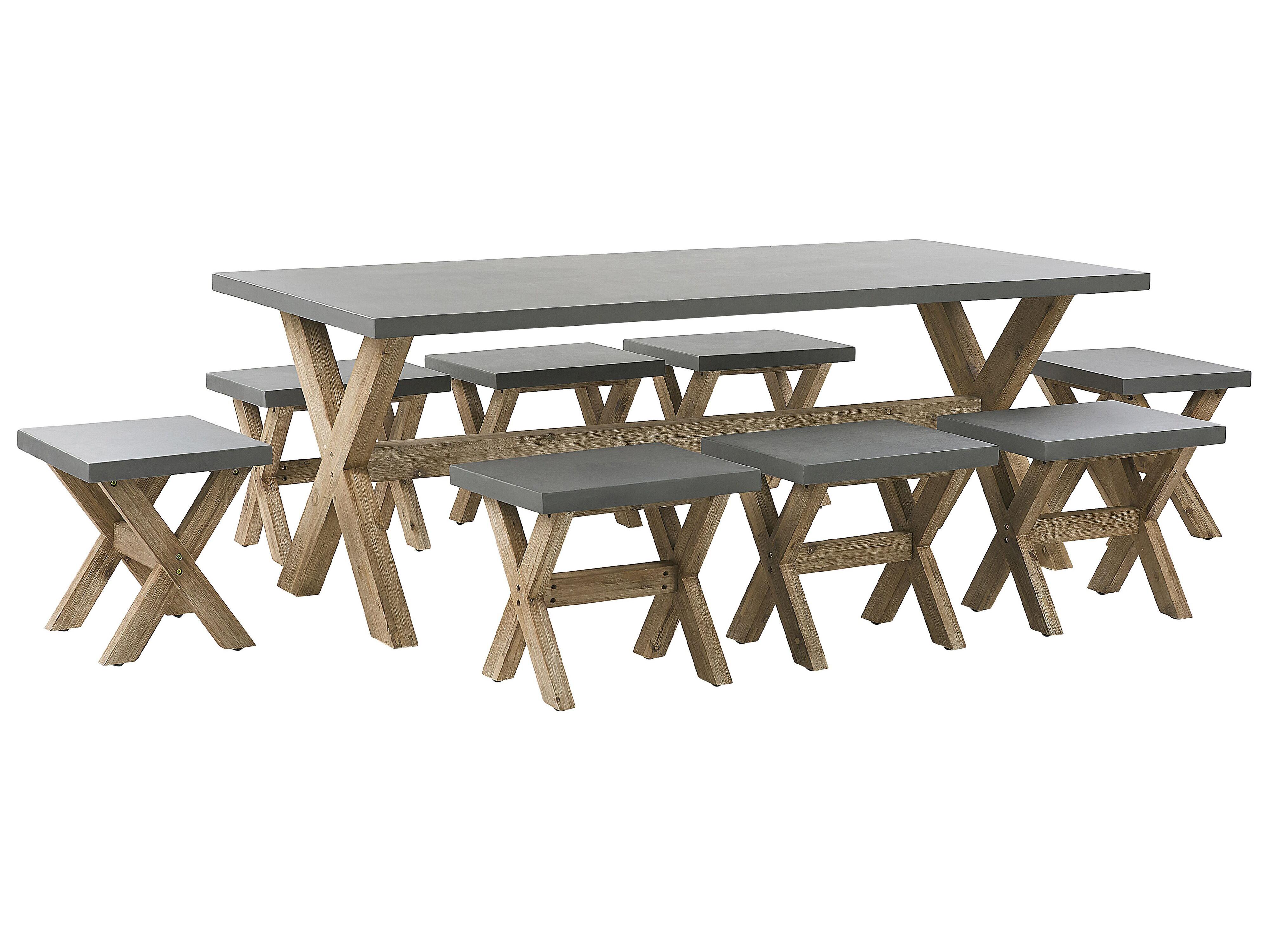 Garden Dining Set with Stools 6 Seater OLBIA Concrete Grey