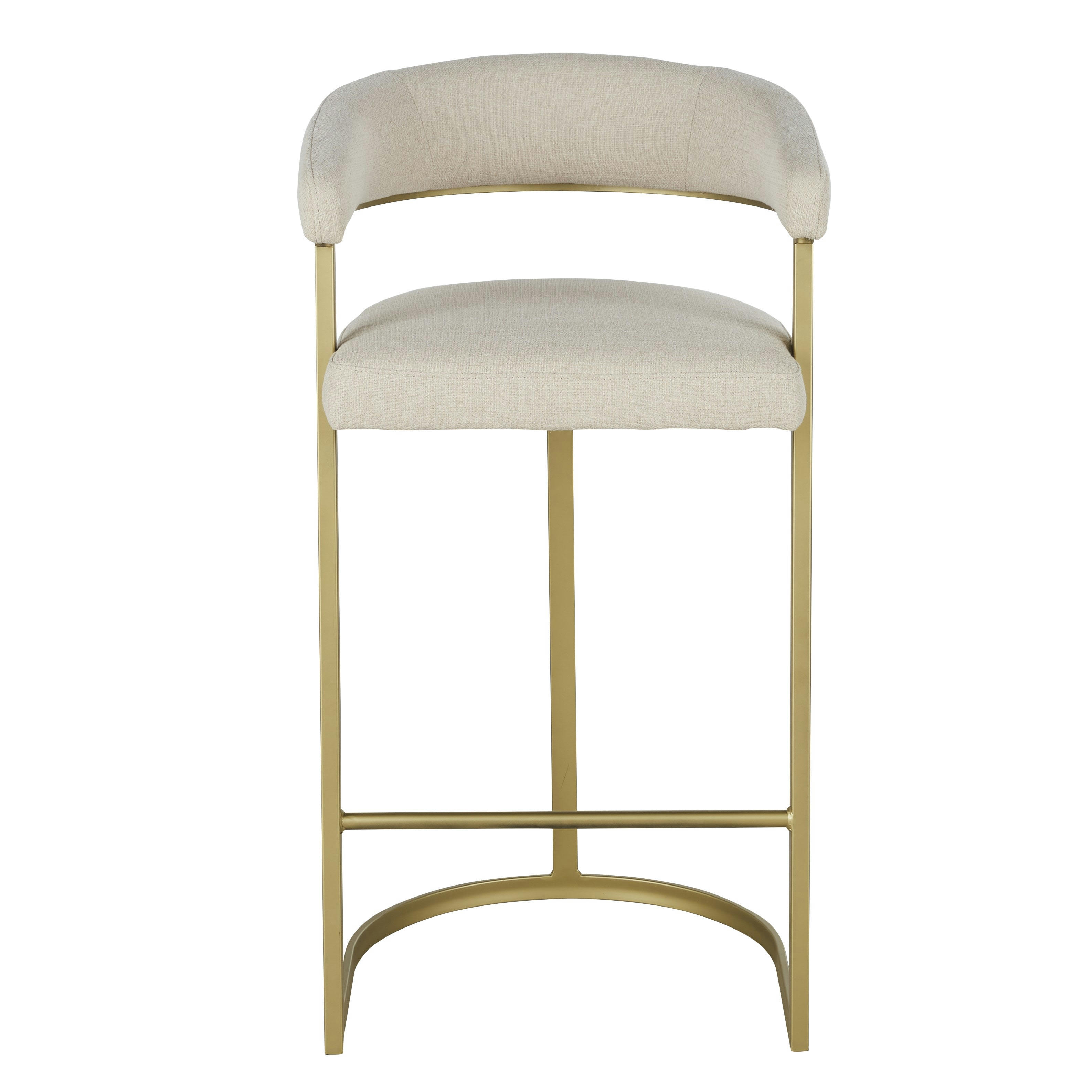 Warren - Chaise de bar beige et dorée H76