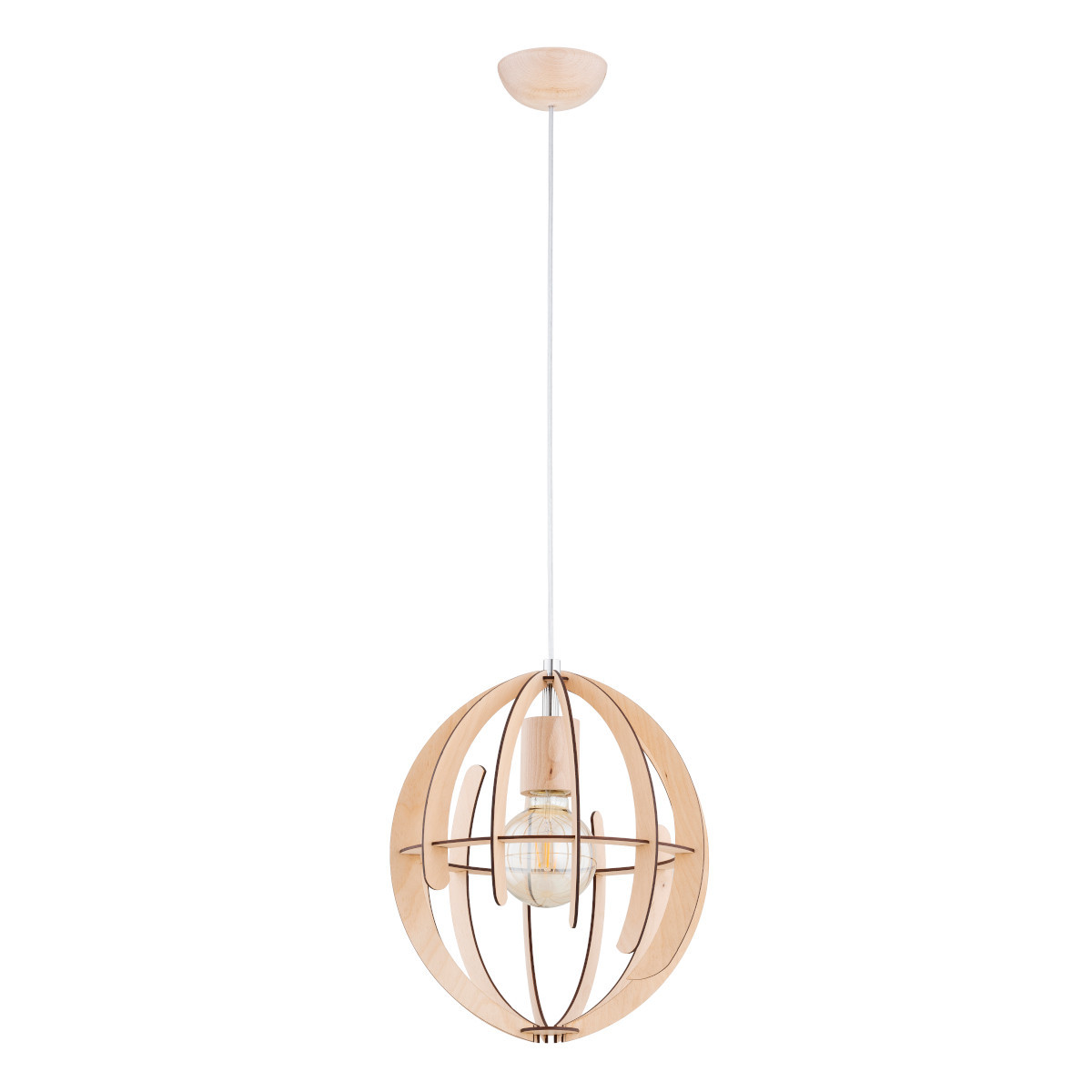 Lampa wisząca jasne drewno-biała SOLARIA 1xE27x15W wym: 90x31x31 cm Alfa