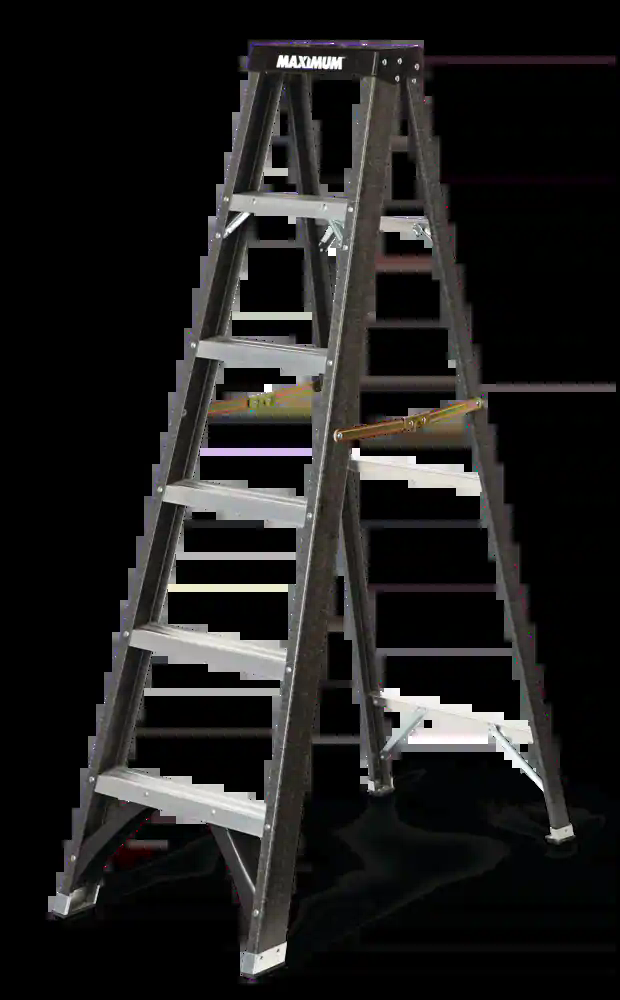 MAXIMUM Grade 1 Fiberglass Heavy-Duty Industrial Step Ladder, 250-lb, 6-ft