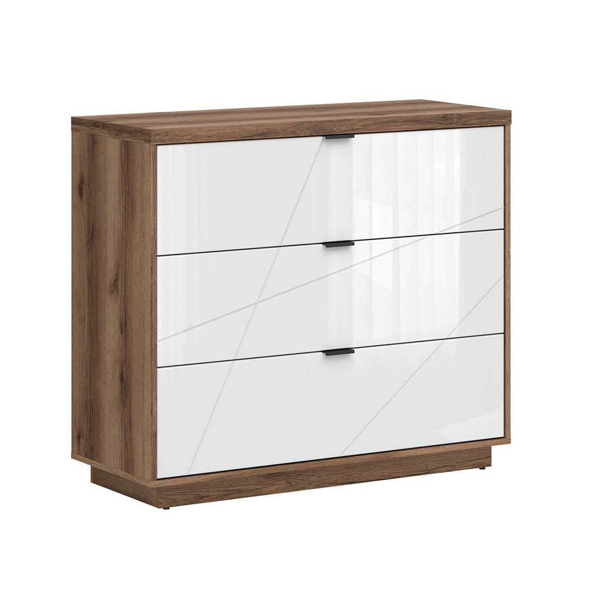 - Commode 3 tiroirs blanc et naturel