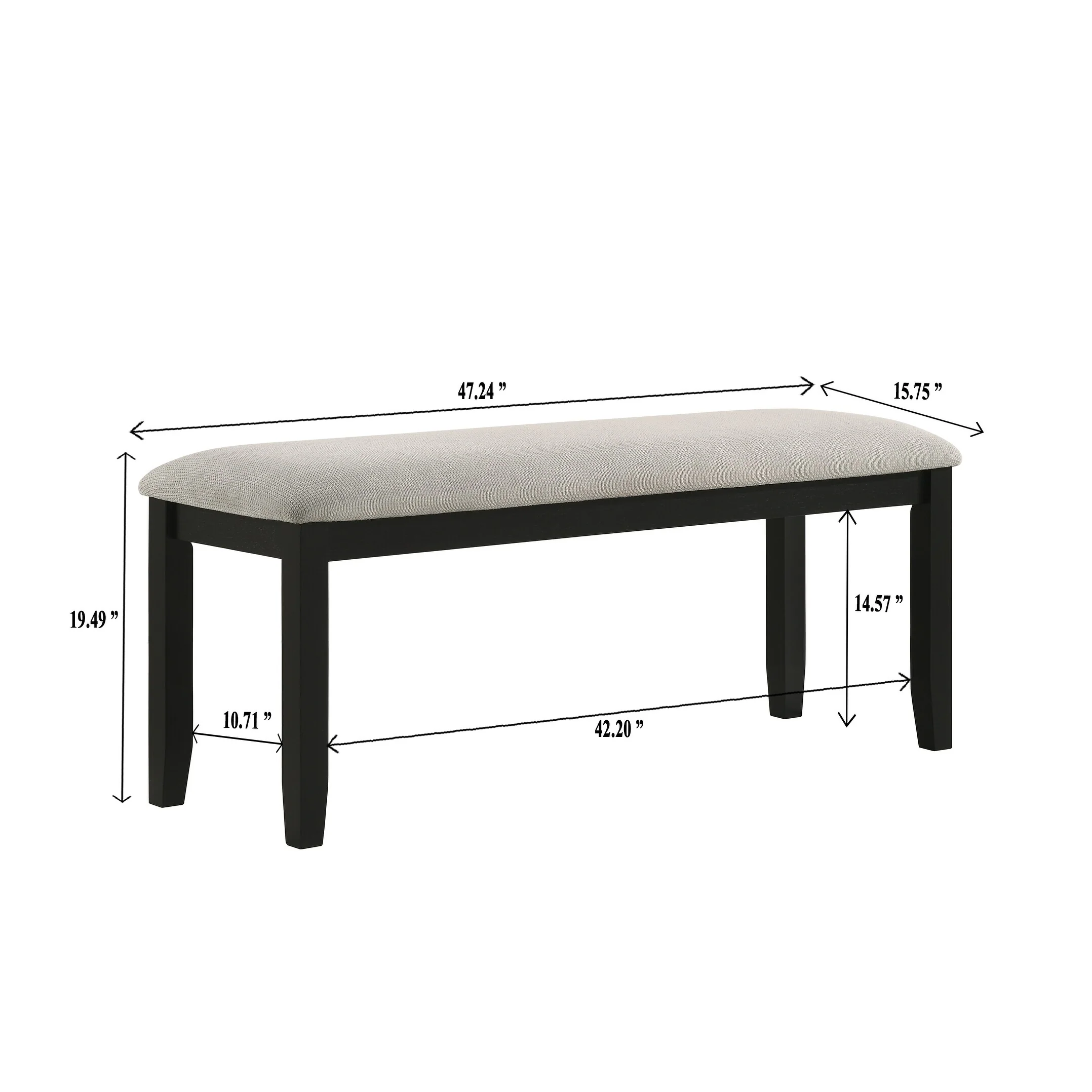 Farmhouse Storage Narrow Hallway Bench with Wood Legs