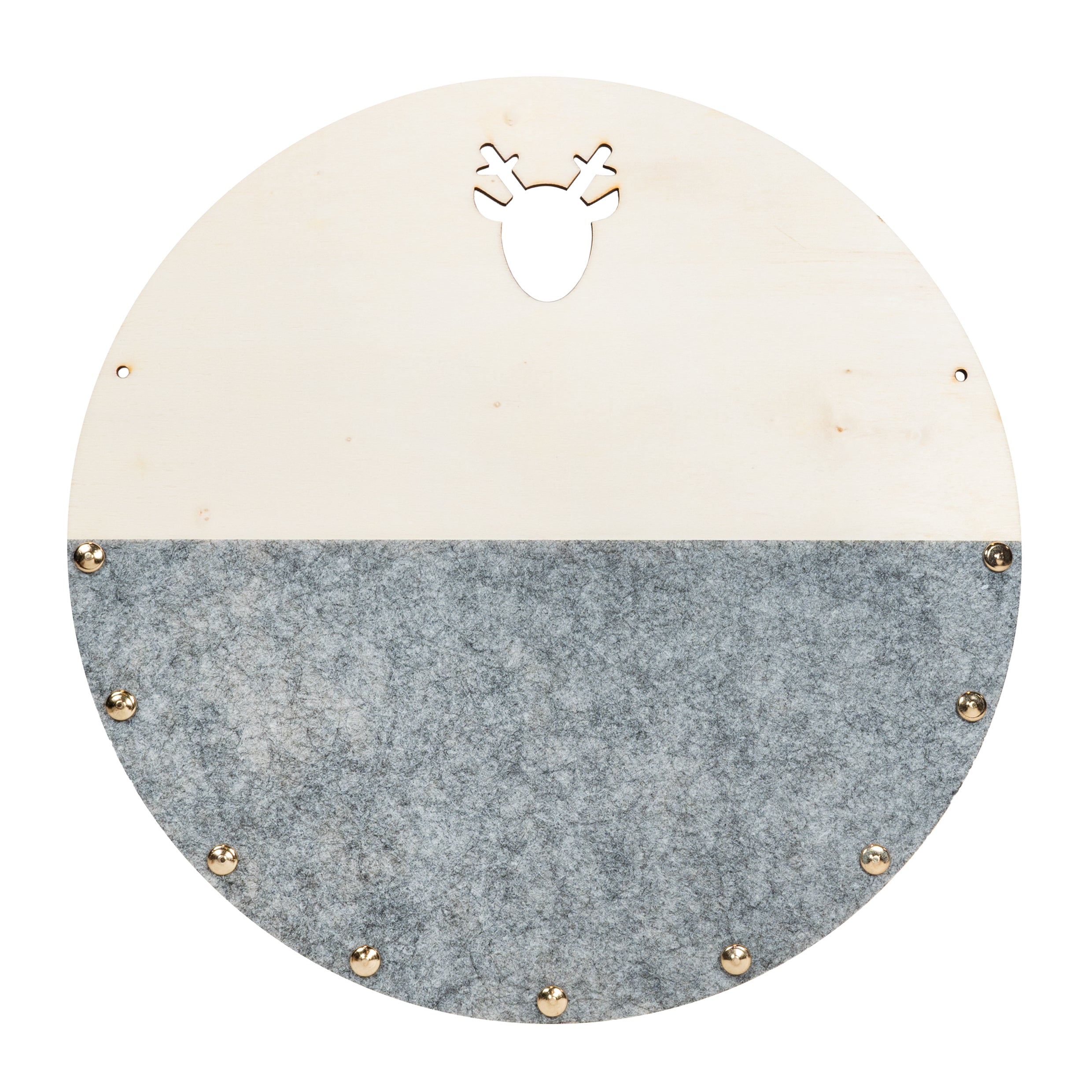 QUVIO Memobord rond hout + half vilt - Grijs