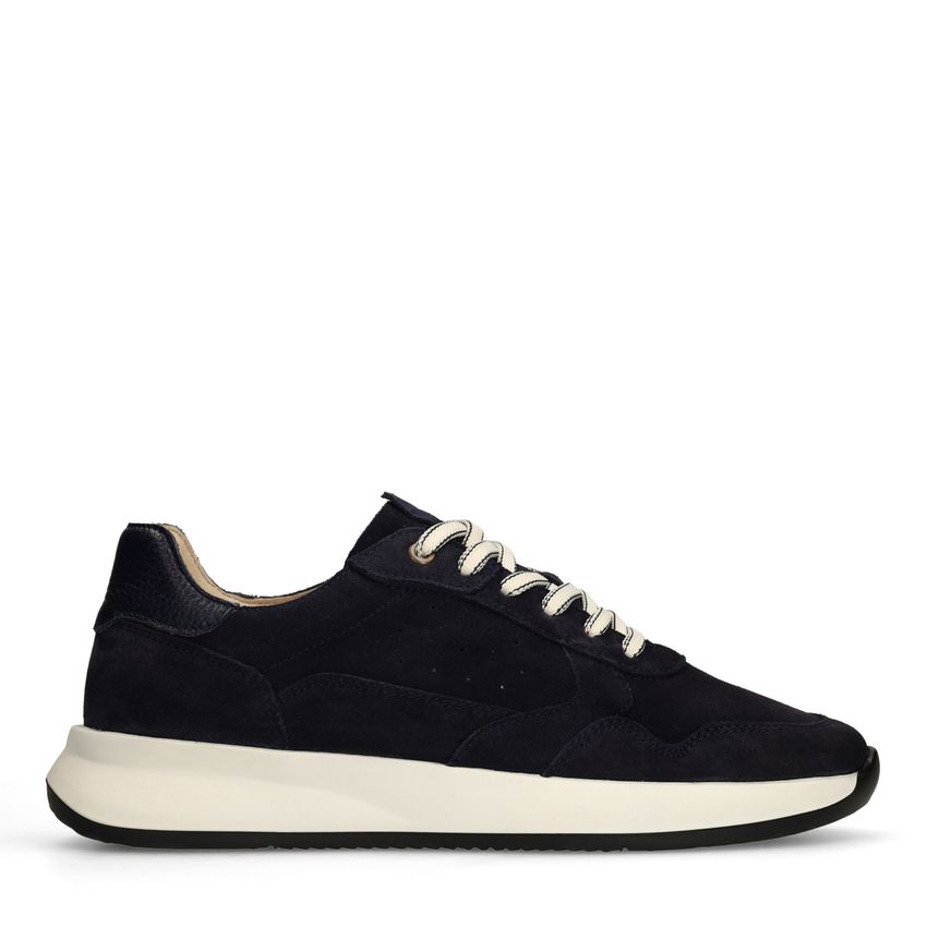 Manfield Donkerblauwe suède sneakers