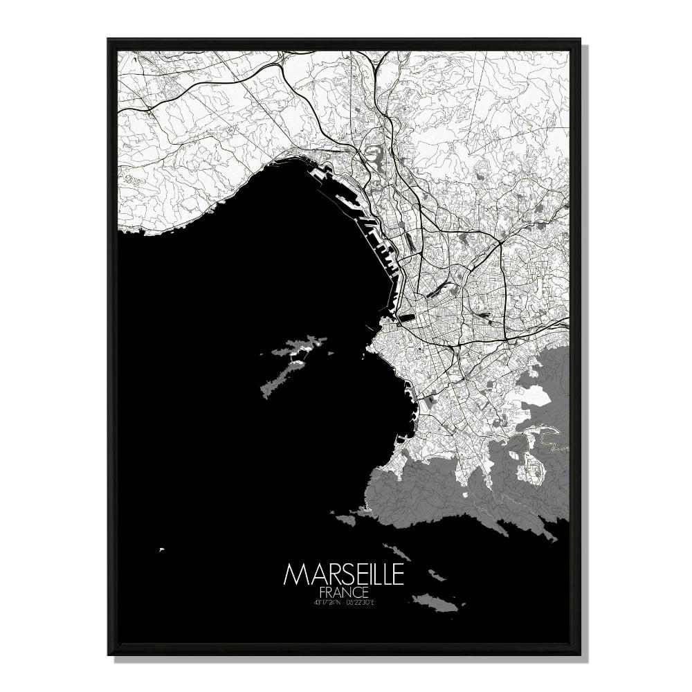 - Affiche Marseille Carte N&B 40x50