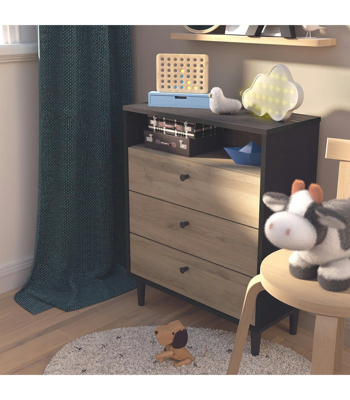 ARTY - Commode 3 Tiroirs et 1 Niche - L61 x H76 cm