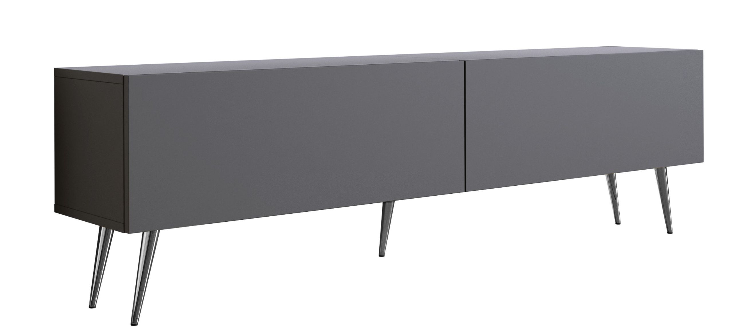 Szafka RTV : Antracyt, nogi chromowane, 170 x 34 x 32 cm