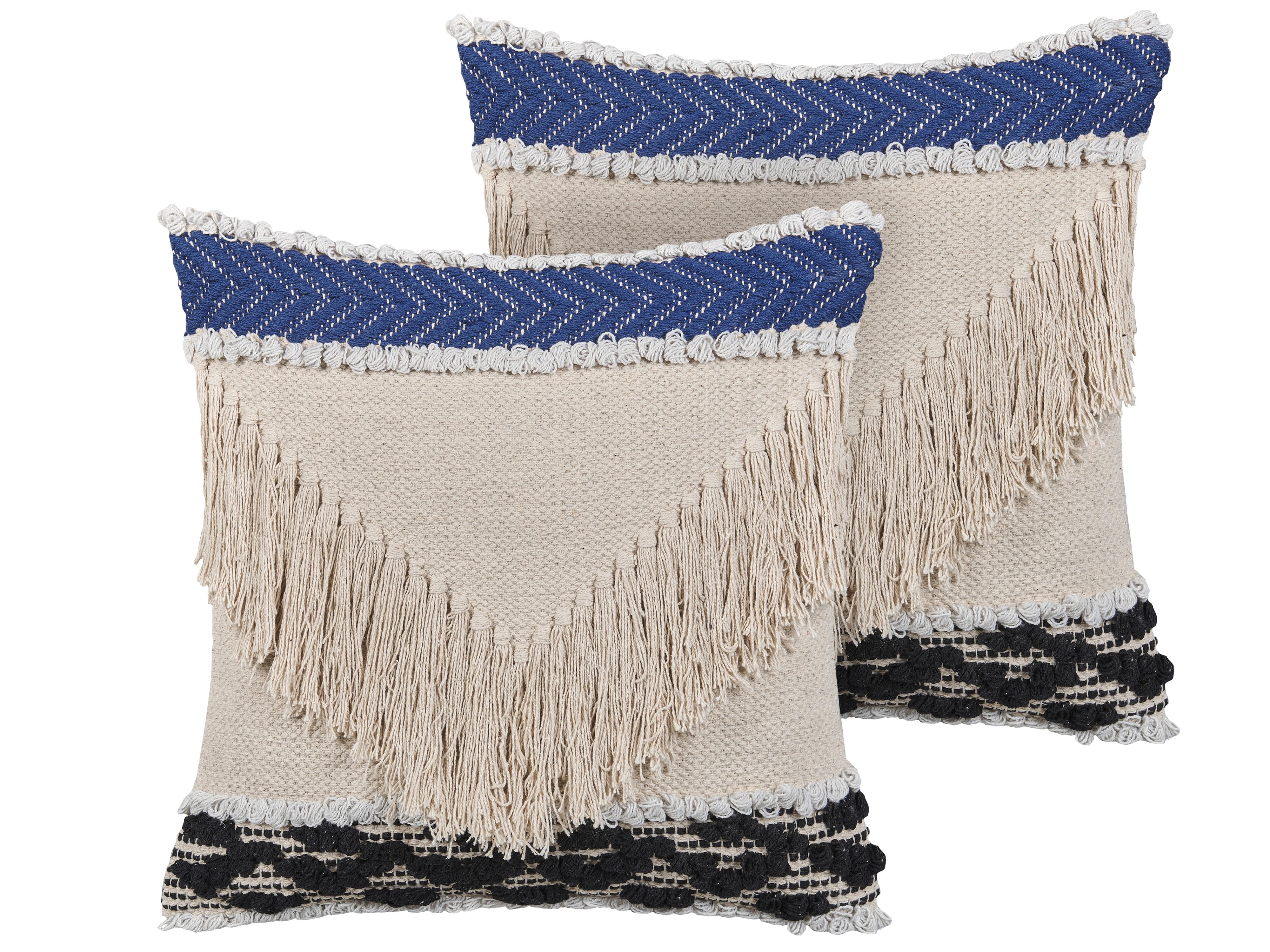 Throw Cushion SOFCA Cotton 45 x 45 cm Beige Geometric Pattern