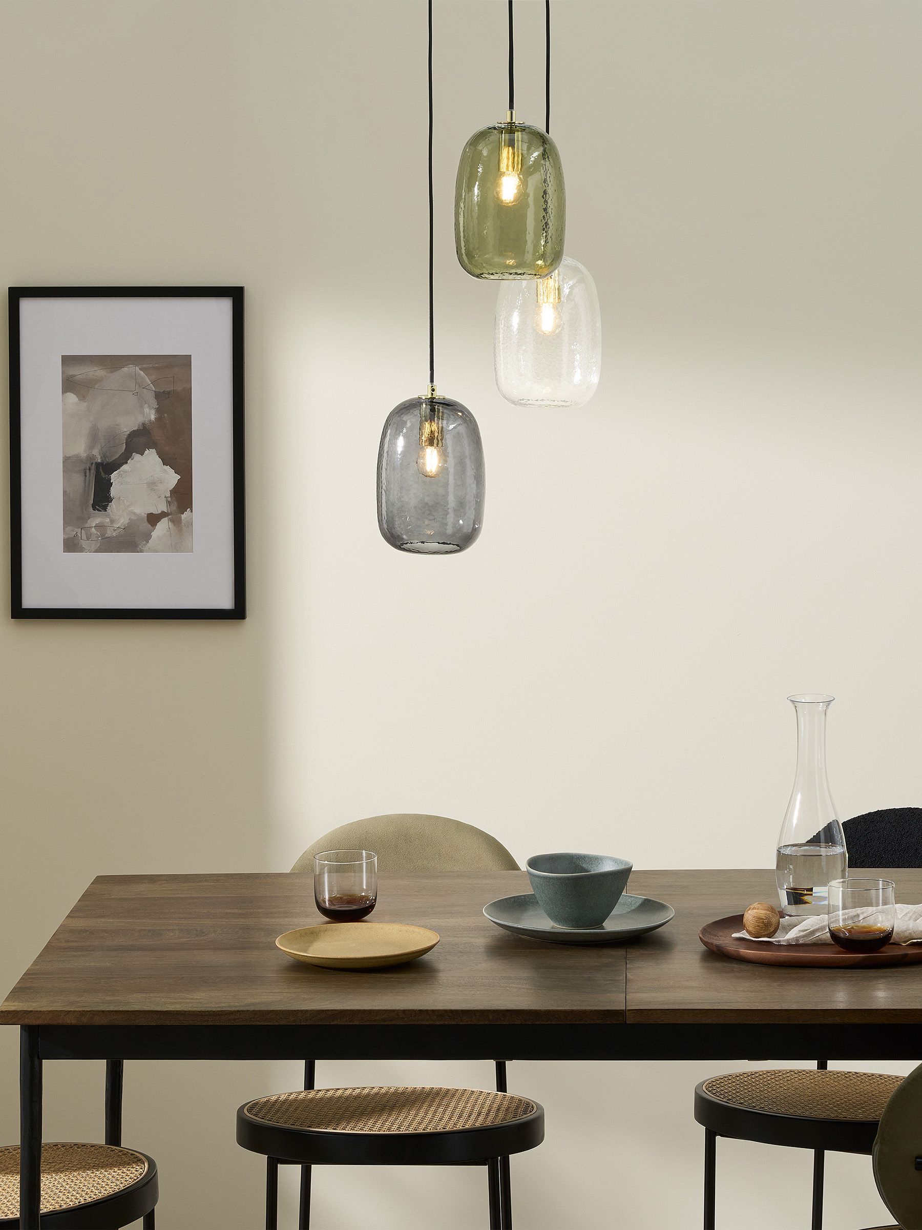 Lykke 3 Light Cluster Chandelier Ceiling Light in Green Multi
