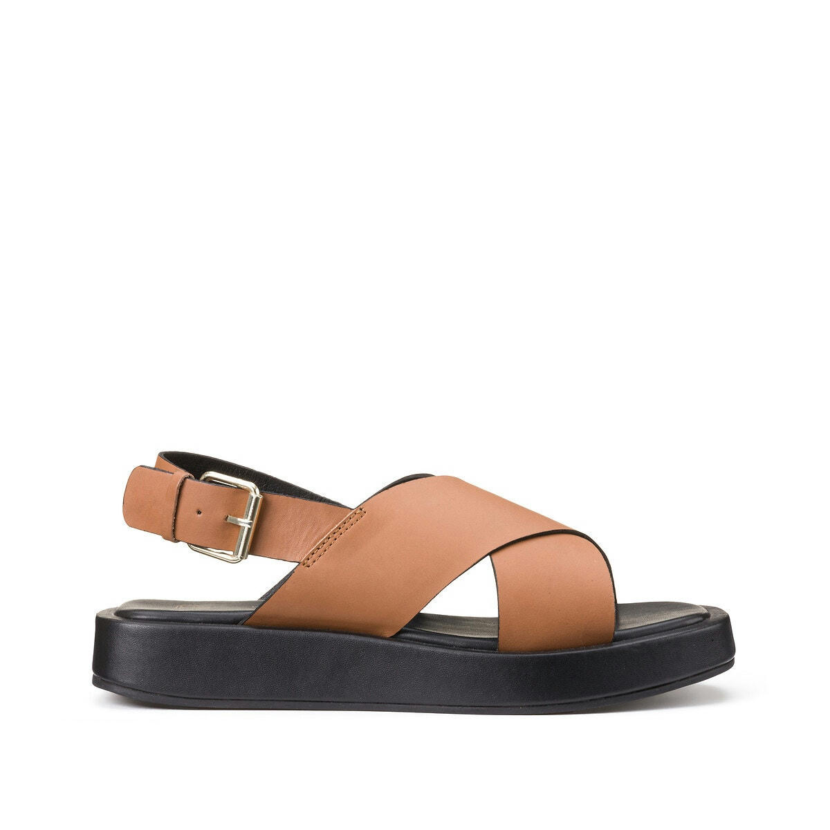 Sandales cuir, semelle compensée