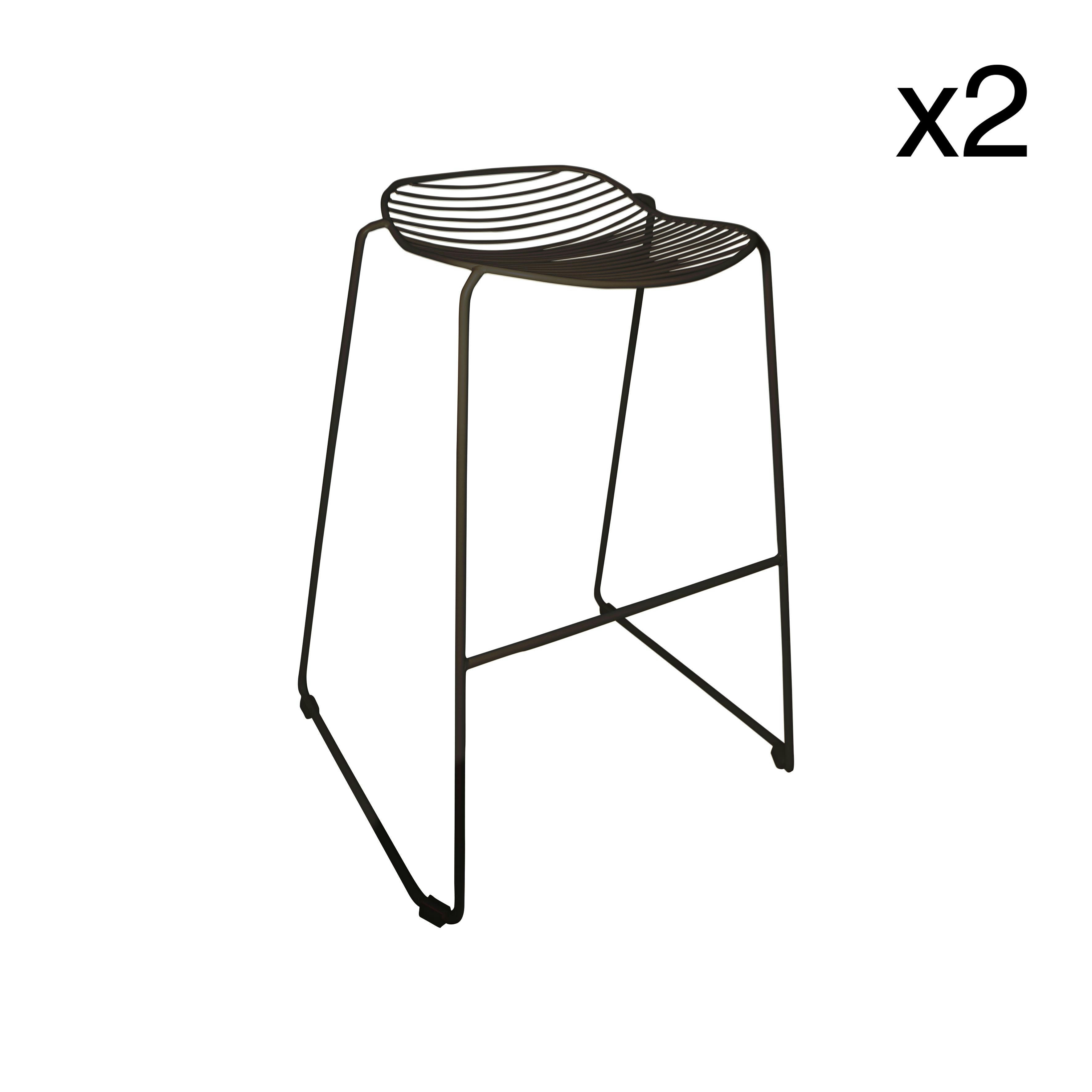AUSTIN - Lot de 2 tabourets de bar en métal noir