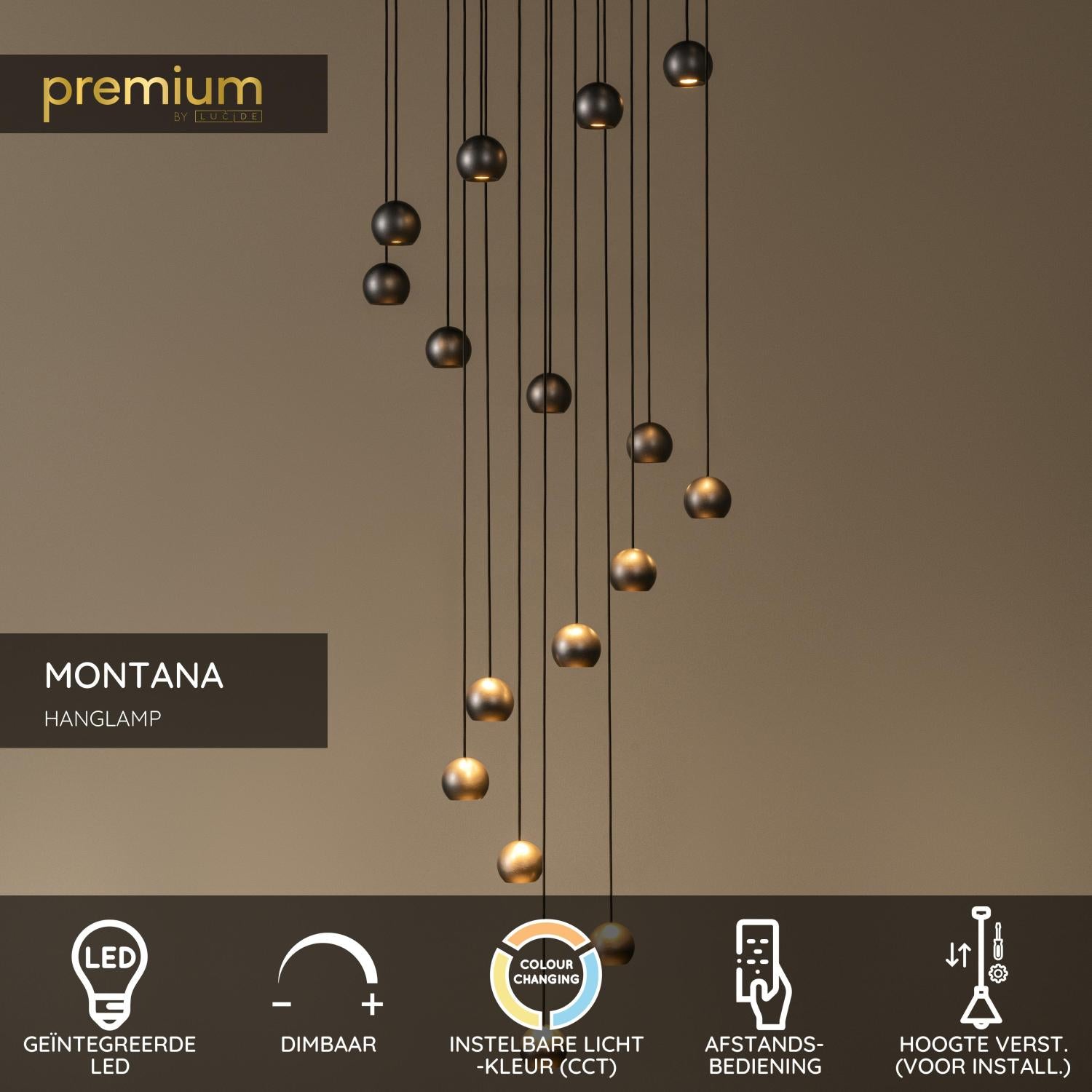 Lucide Premium MONTANA Hanglamp - Koffie