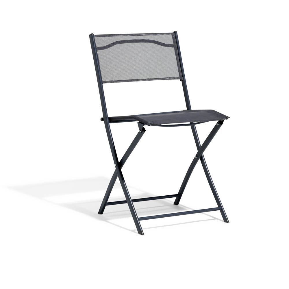 Chaise de jardin pliante London métal textilène gris 45x51xH81cm