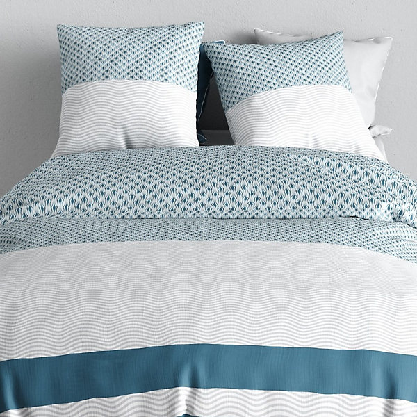 Housse de couette 240x220   2 taies en coton 57 fils