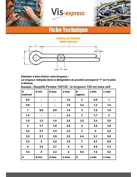 Goupille Fendue Bichromaté 6.3X40 - 30 pièces