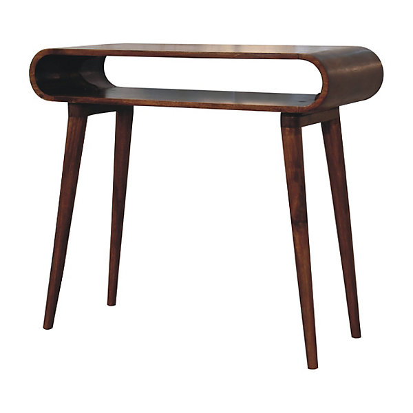 Artisan Furniture Bois massif Amaya Nordic Style console, niche ouverte, marron foncé