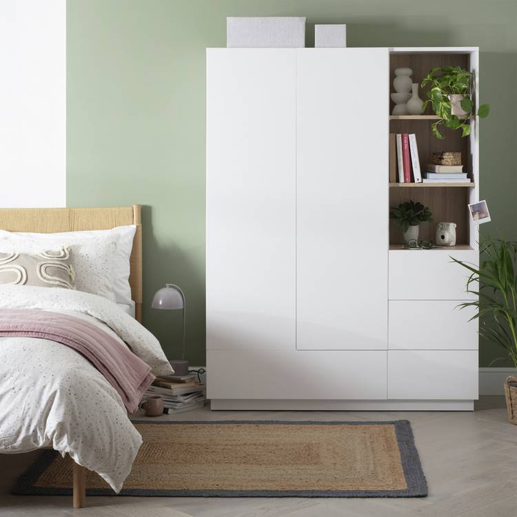 Habitat Skandi 2 Door 4 Drawer Open Wardrobe - White