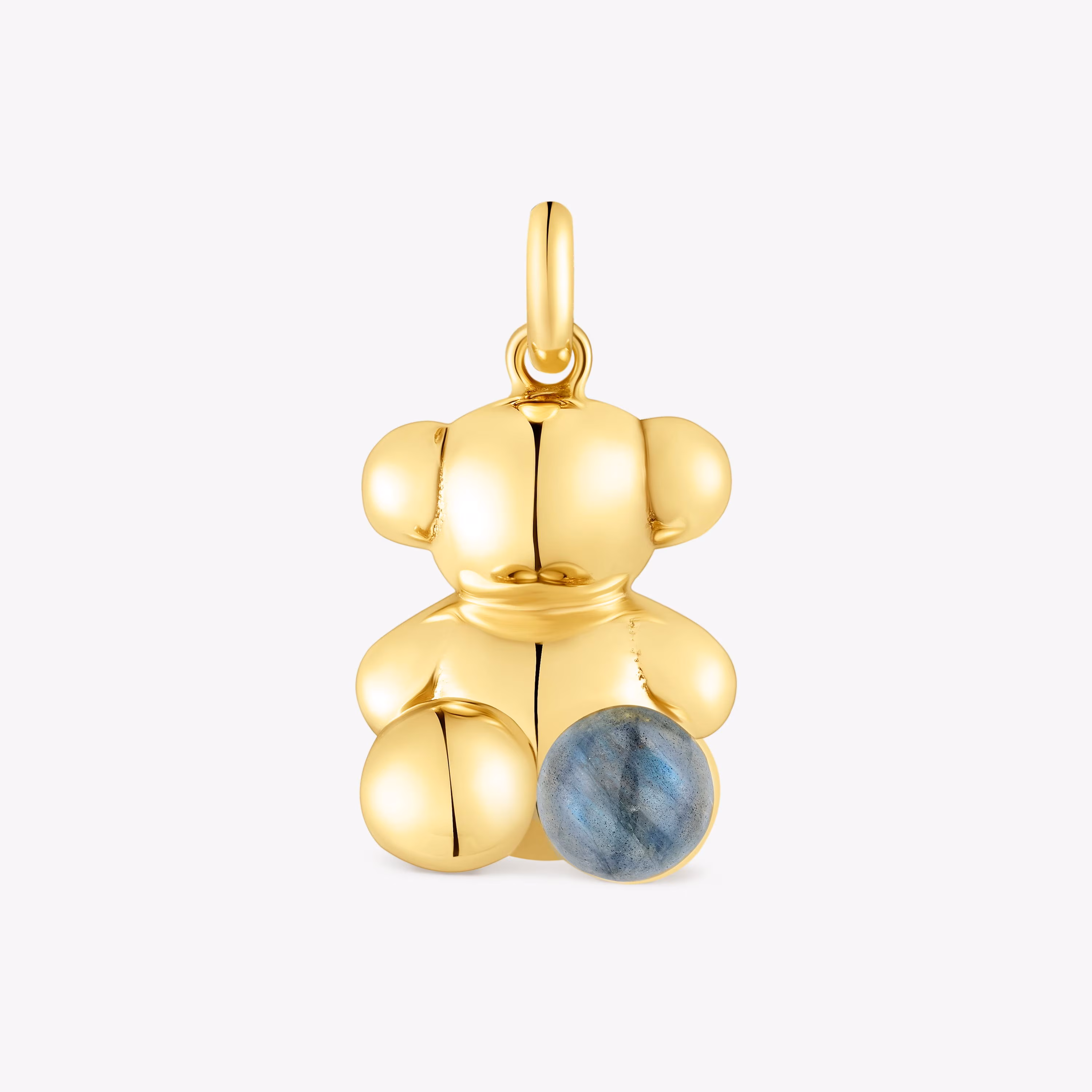Colgante oso grande con baño de oro 18 kt sobre plata y labradorita Bold Bear