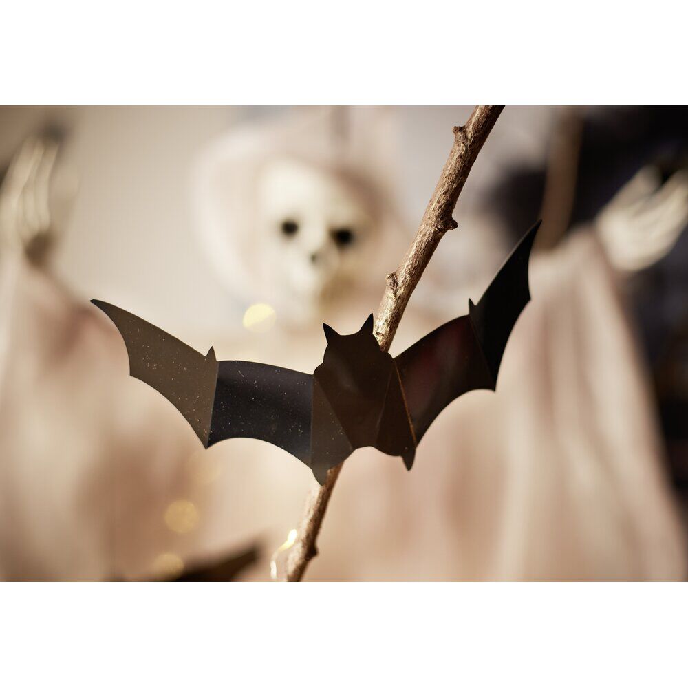 Décoration murale Halloween chauve-souris LED à coller 12 pièces L30,5xH8,5cm