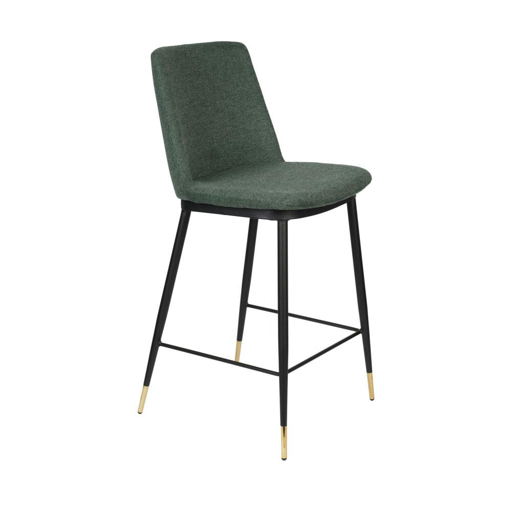 LIONEL - Lot de 2 tabourets de bar en tissu et métal 65cm vert