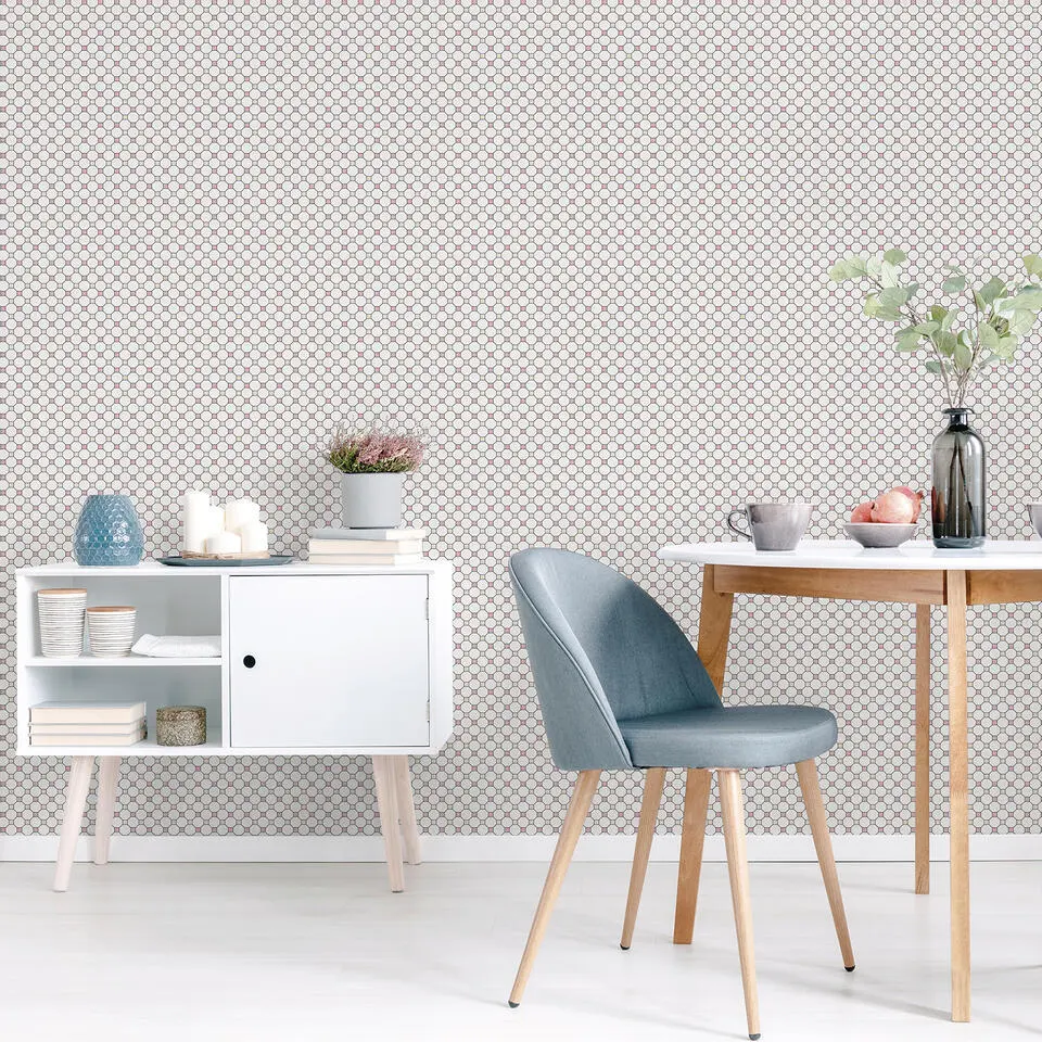 Sanders & Sanders behang ruiten beige en oudroze - 53 cm x 10 m