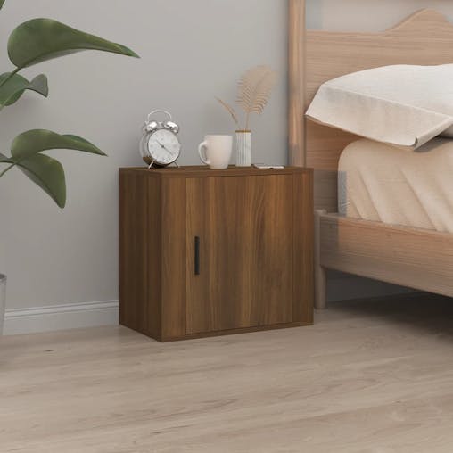 NNEVL Wall-mounted Bedside Cabinets 2 pcs Brown Oak 50x30x47 cm