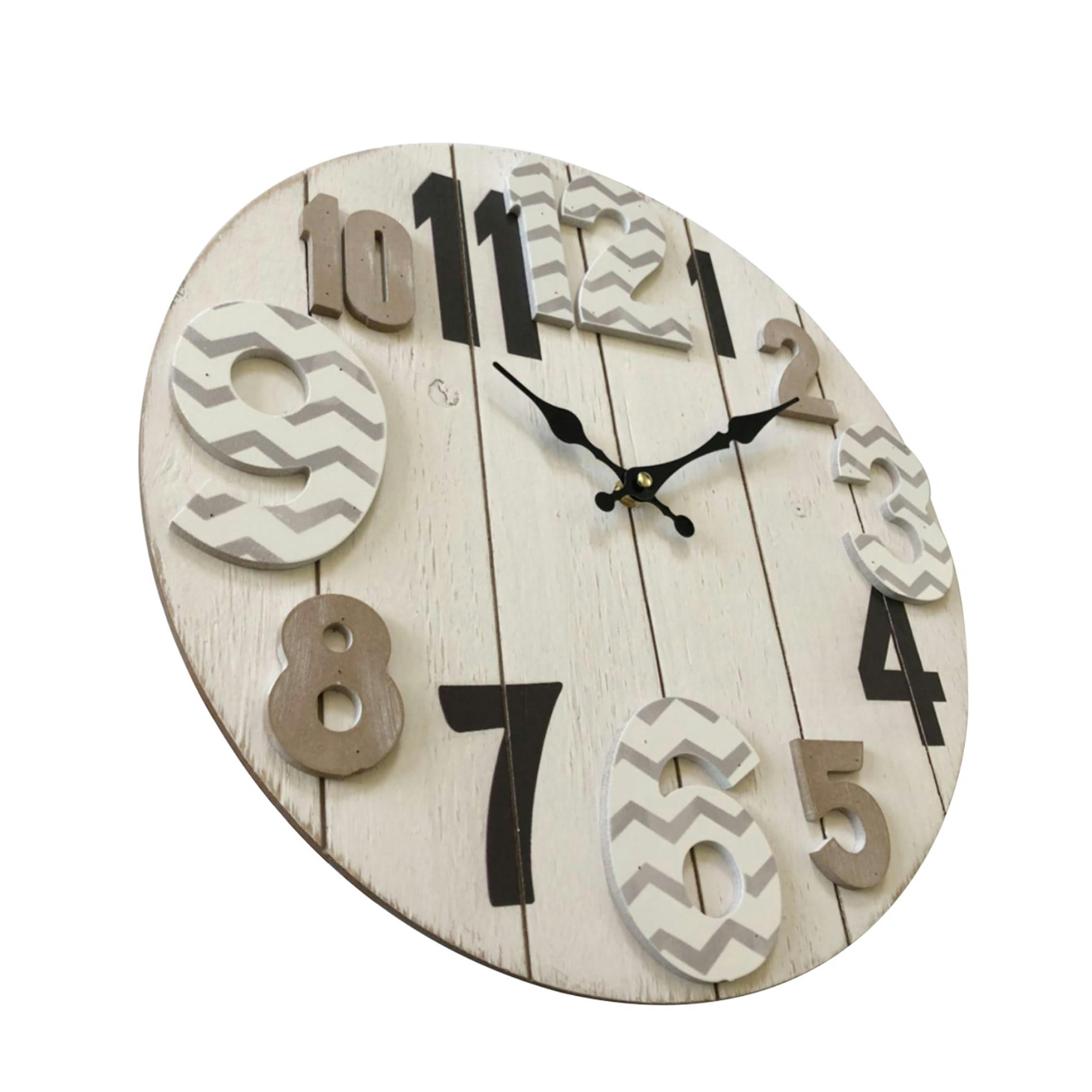 - Horloge murale à bandes effet bois blanc et marron ø 40 cm