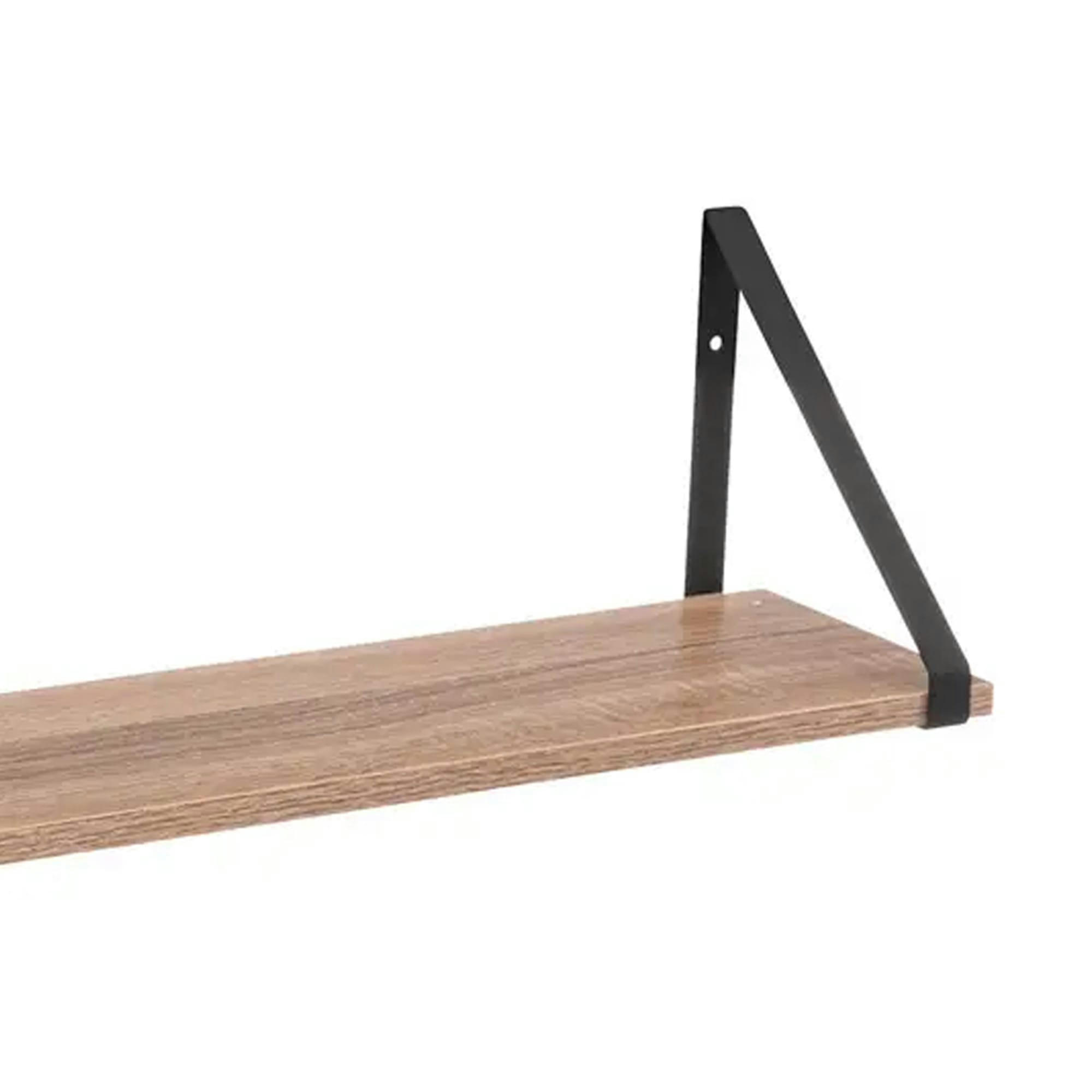 - Étagère murale bois et équerre métal étroite minimaliste