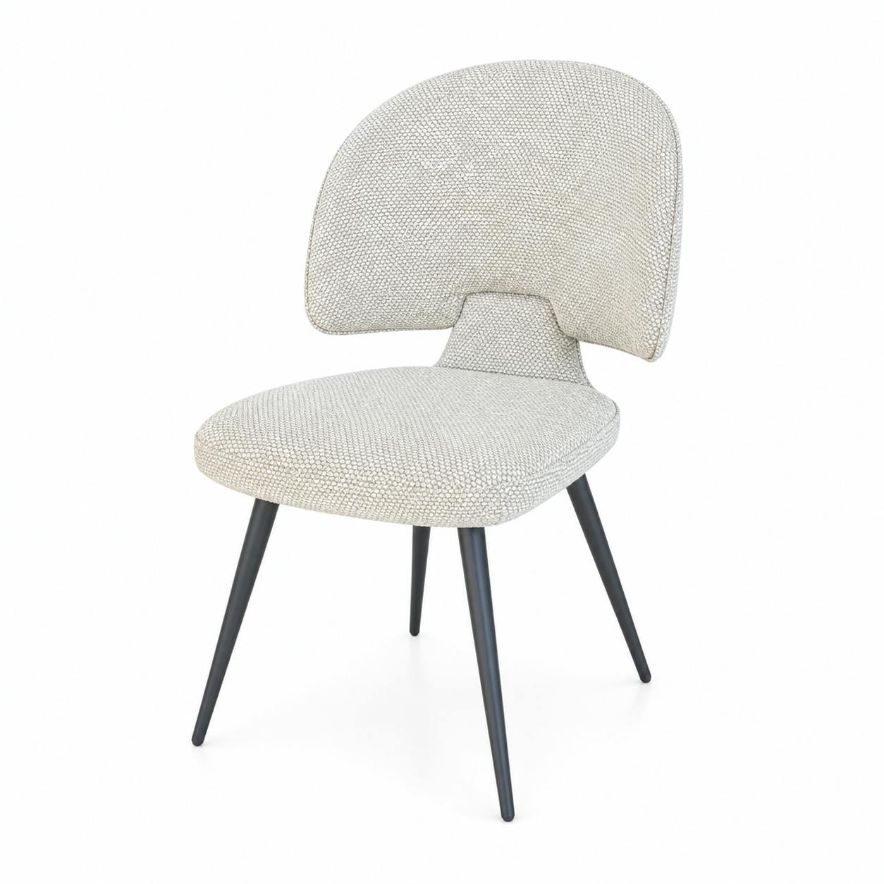 Chaise design tissu beige dossier arrondi (x2) LOMBARDIE