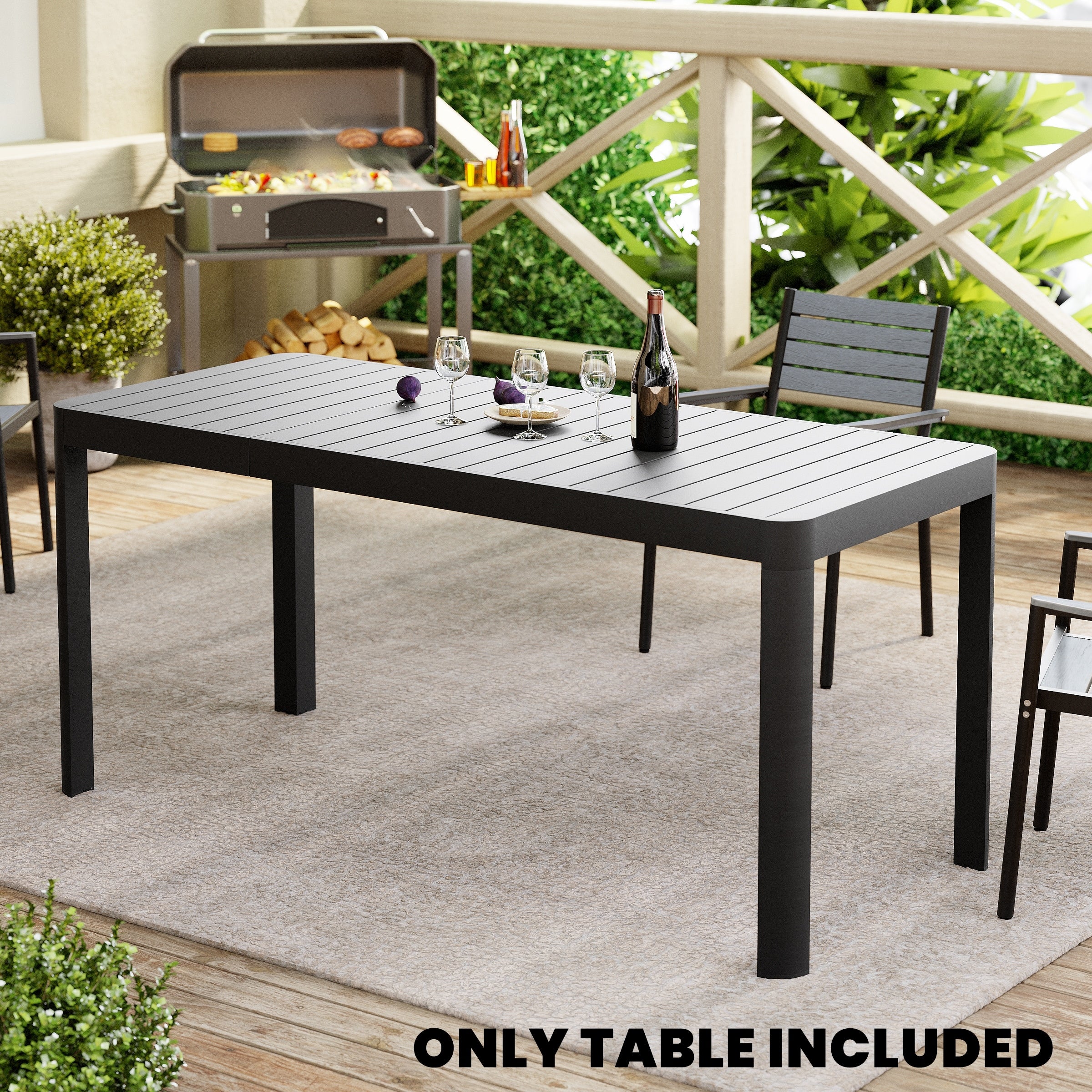 Outdoor Patio Expandable Rectangular Aluminum Dining Table - 29.92 H x 46.06/63.78 W x 27.56 D