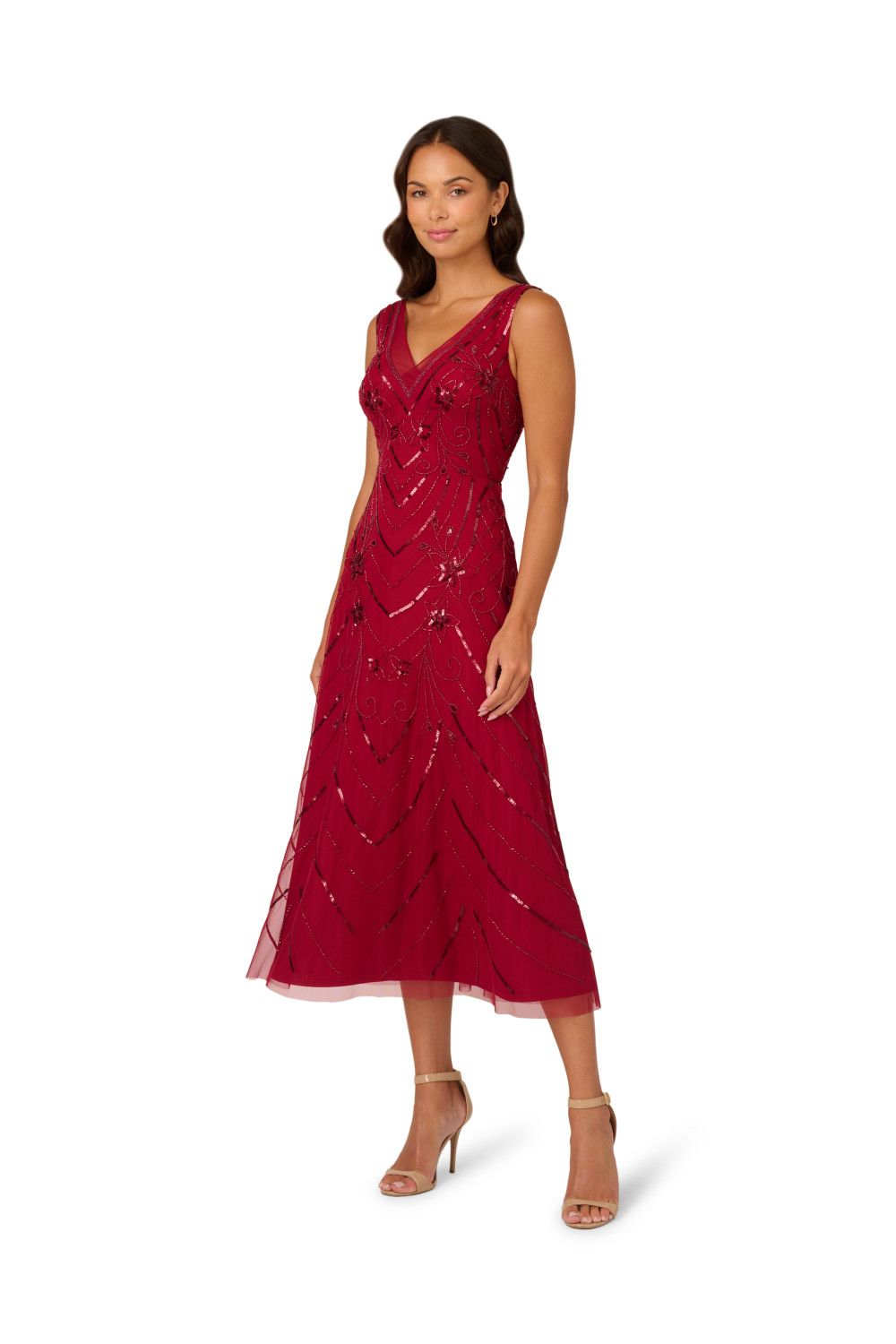 Papell Studio Beaded Mesh Dress