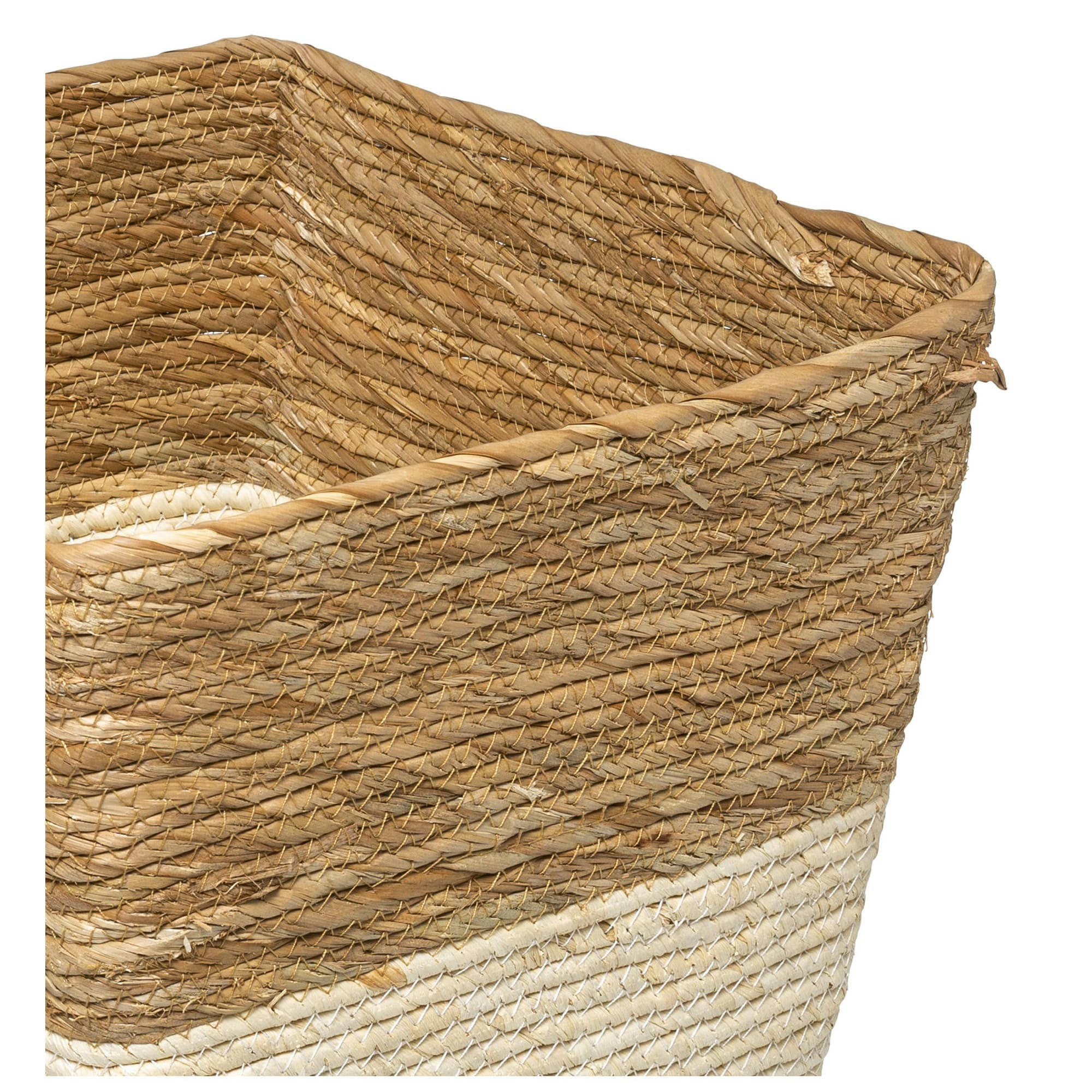 - Corbeille à papier tressée blanc et marron - 31x31x31cm