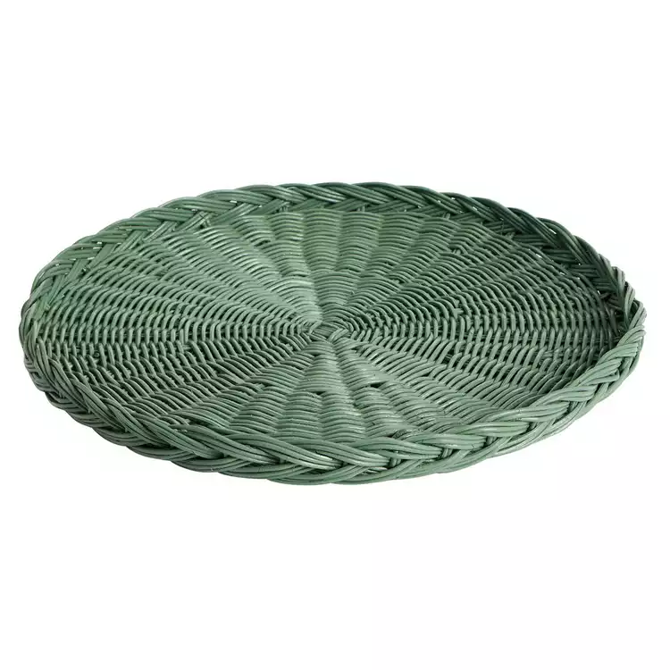 Habitat Handwoven Rattan Decorative Tray - Green