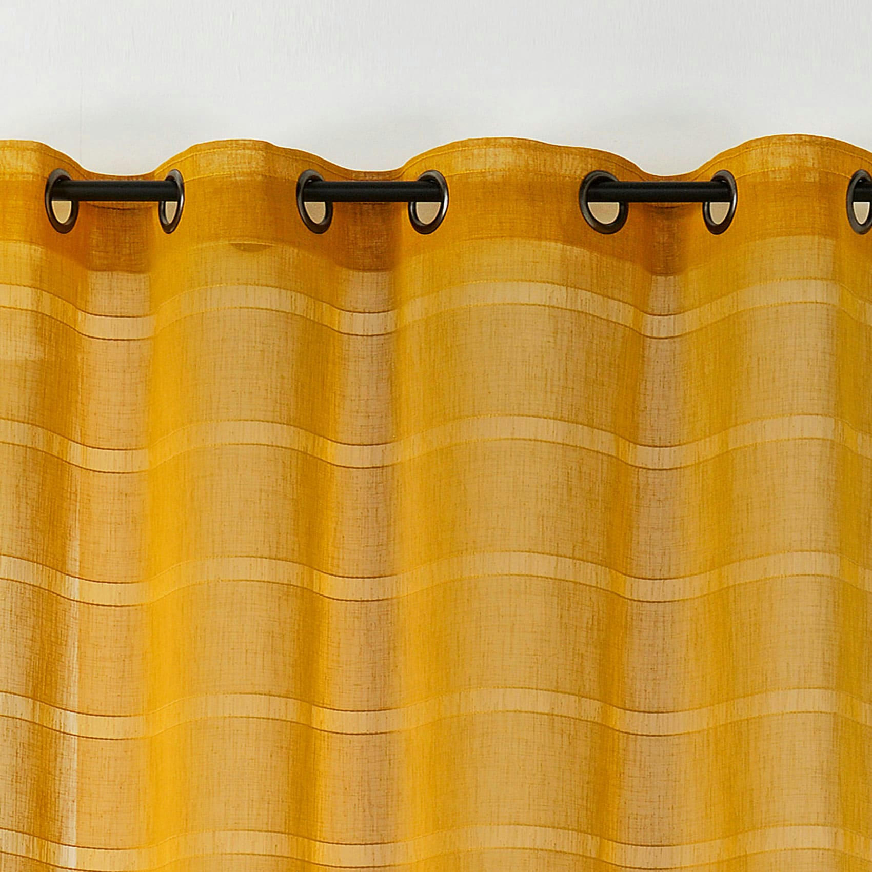 - Voilage rayé et tamisant cordelette polyester jaune 140x250 cm