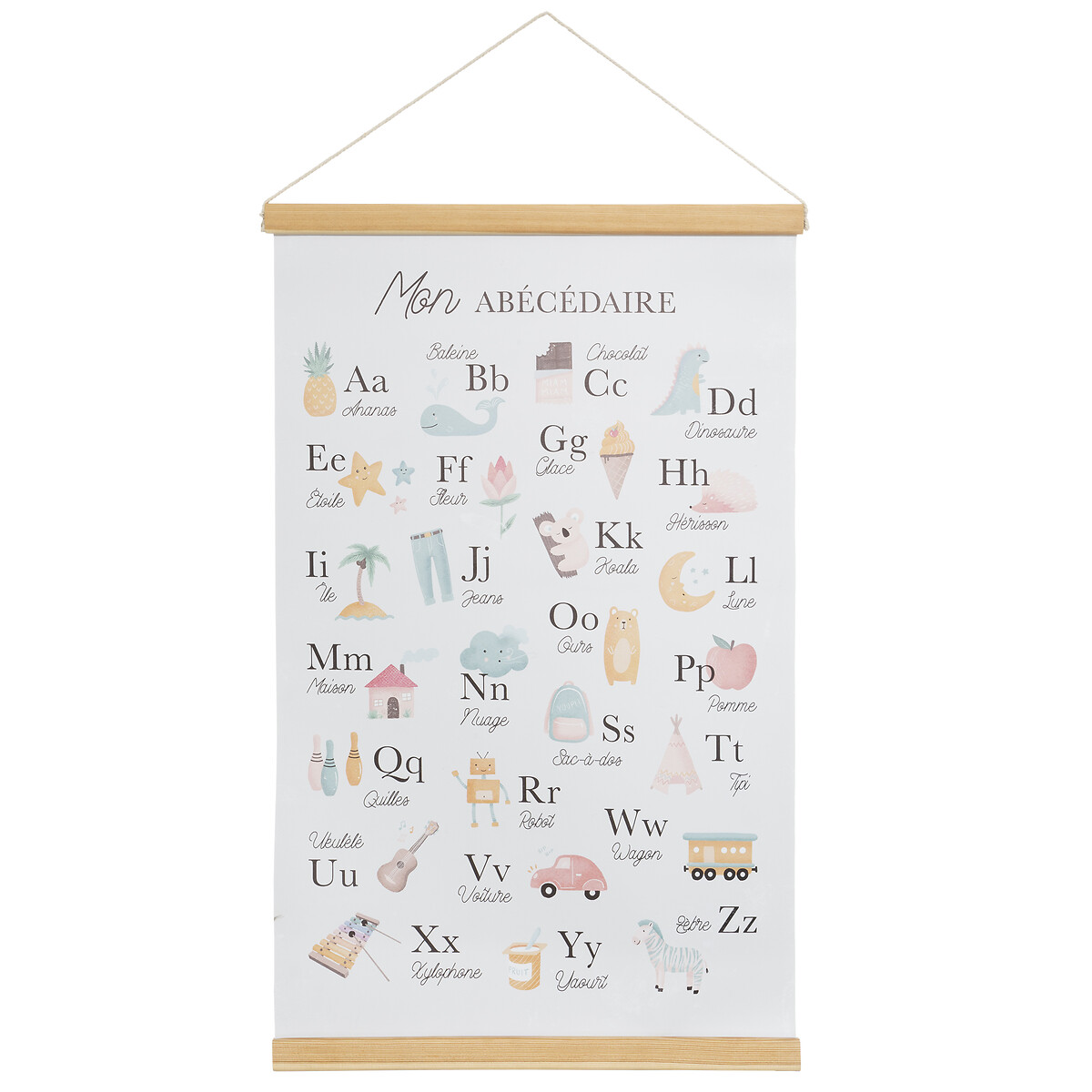 Kakemono frente e verso em madeira