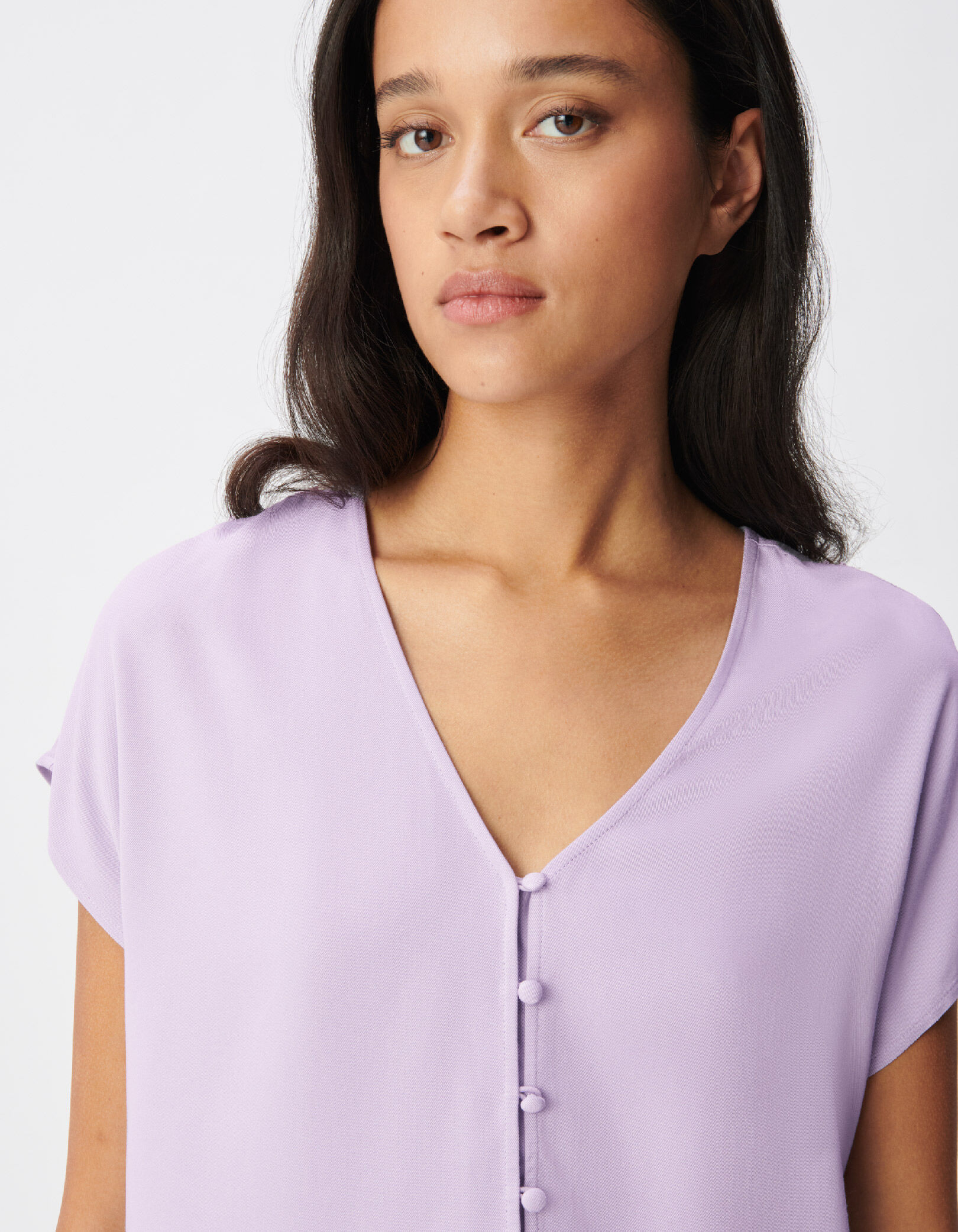 Top manches courtes lilas reversible devant / dos Femme