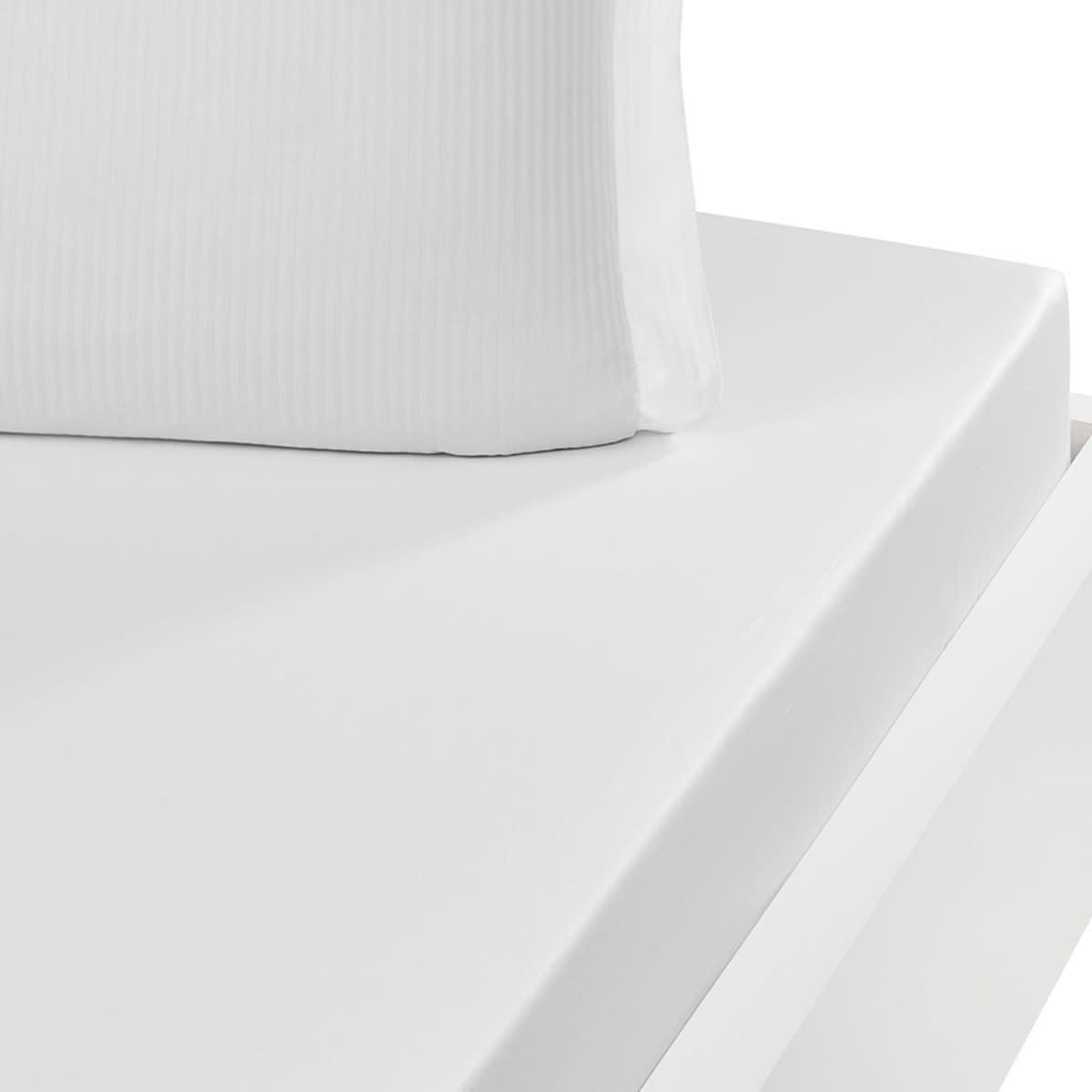 VERSAILLES - Drap housse uni en satin de coton Blanc 80x200 cm