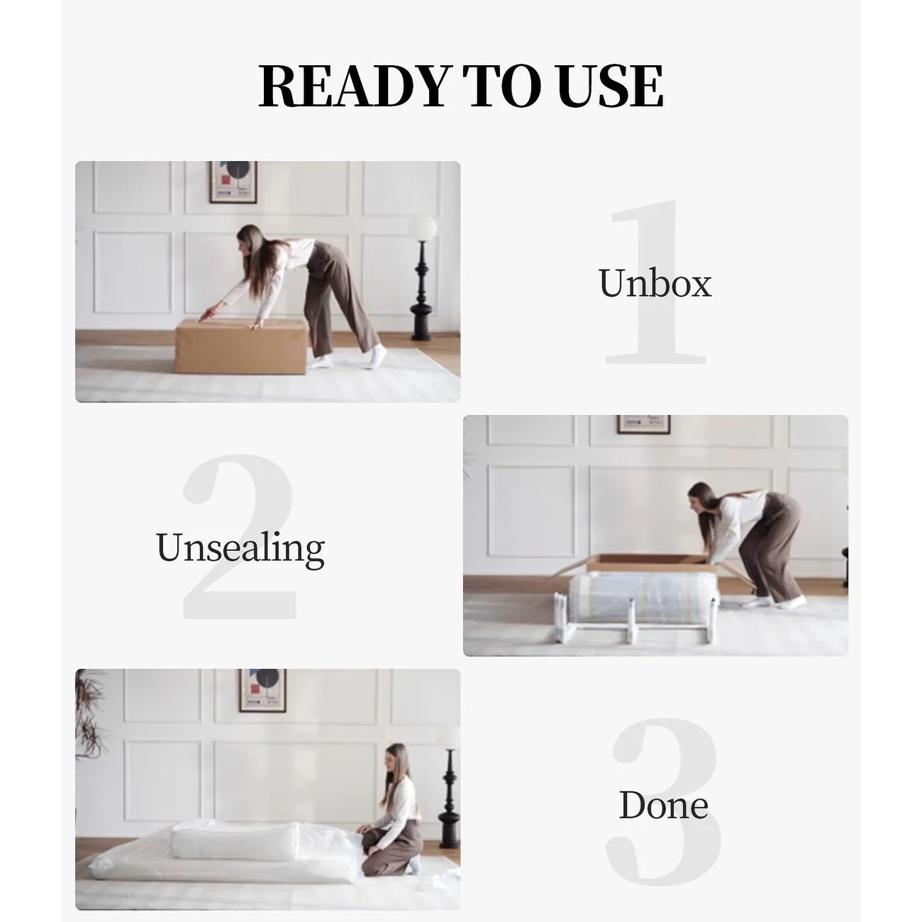 82.68 Foam 3-Seater Sofa Modular with Removable Backrest, 70cm Wide Seat, Washable Cover, Stainless Steel Frame