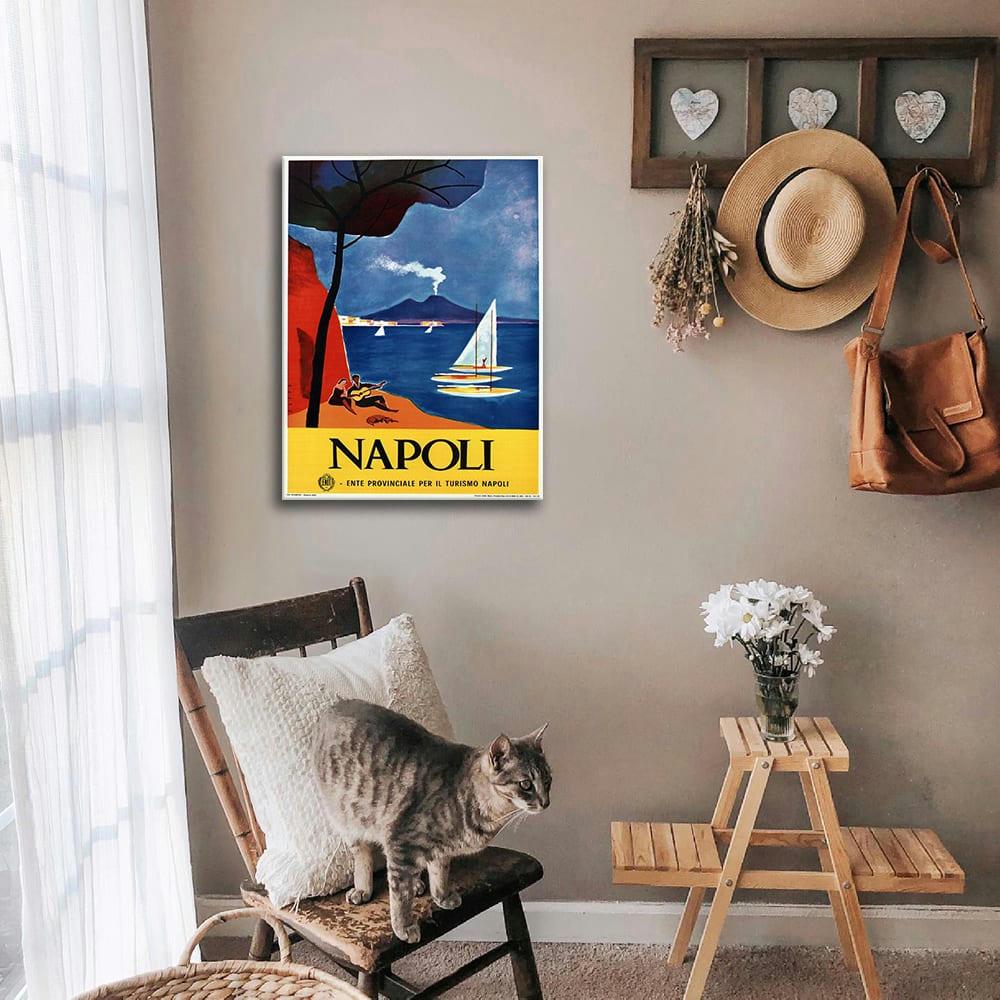 - Tableau affiche touristique vintage Napoli 50x70cm