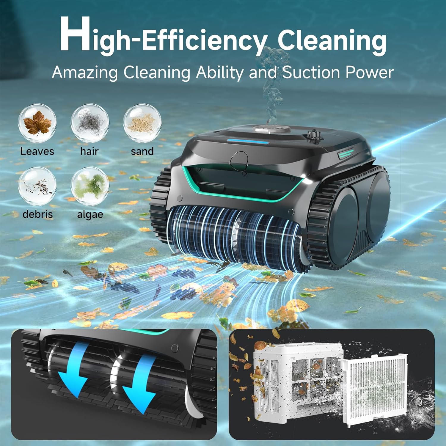 (2026 Upgraded) WYBOT C2 Cordless Robotic Pool Cleaner  Dual Filtration  Wall Climbing & Waterline Cleaning  App Scheduling  Smart Navigation  Pool Vacuum for Inground/Above Ground Pools-2152 Sq.ft