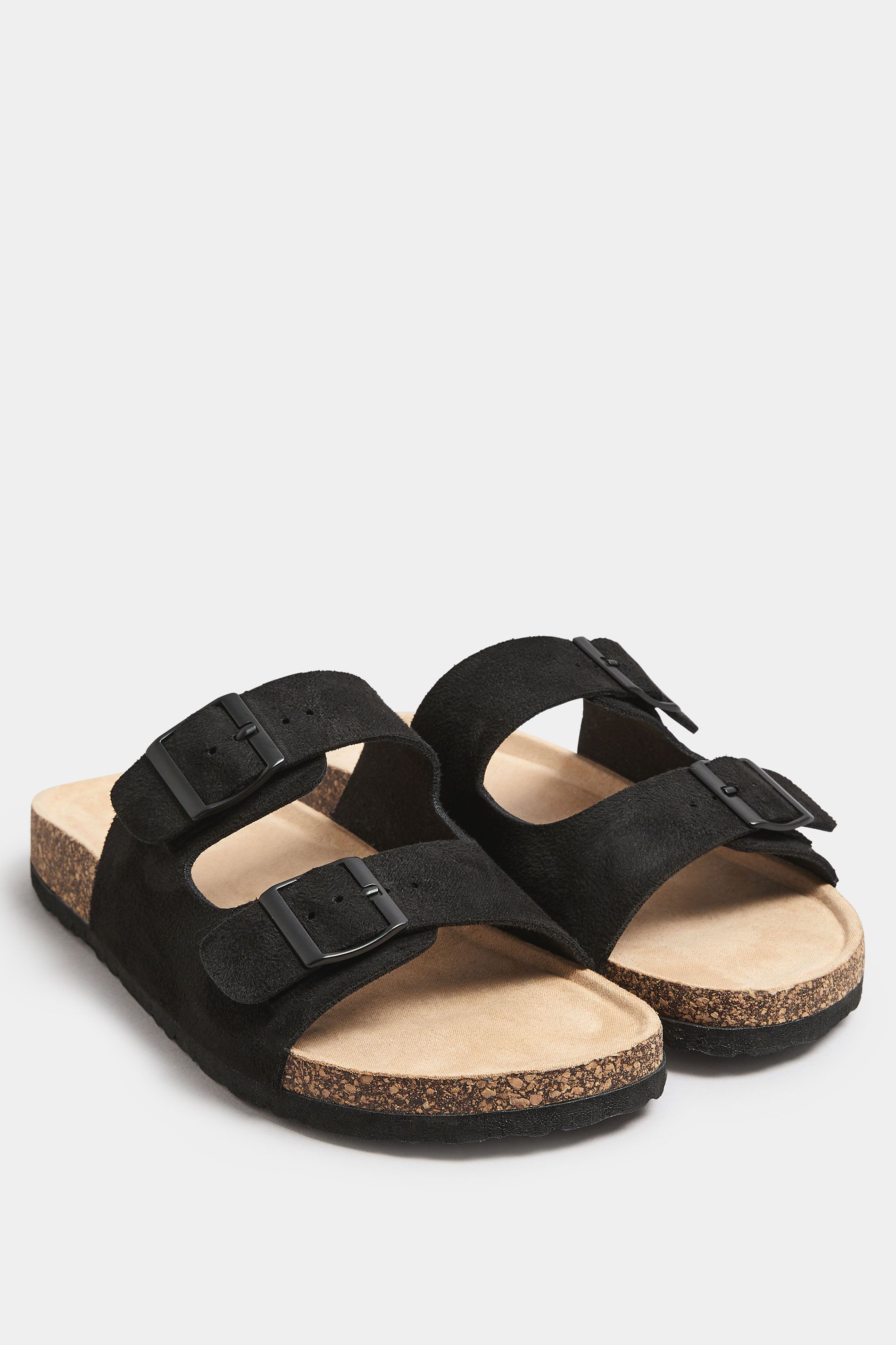 Yours Extra Wide Fit Faux Suede Buckle Strap Footbed Sandals